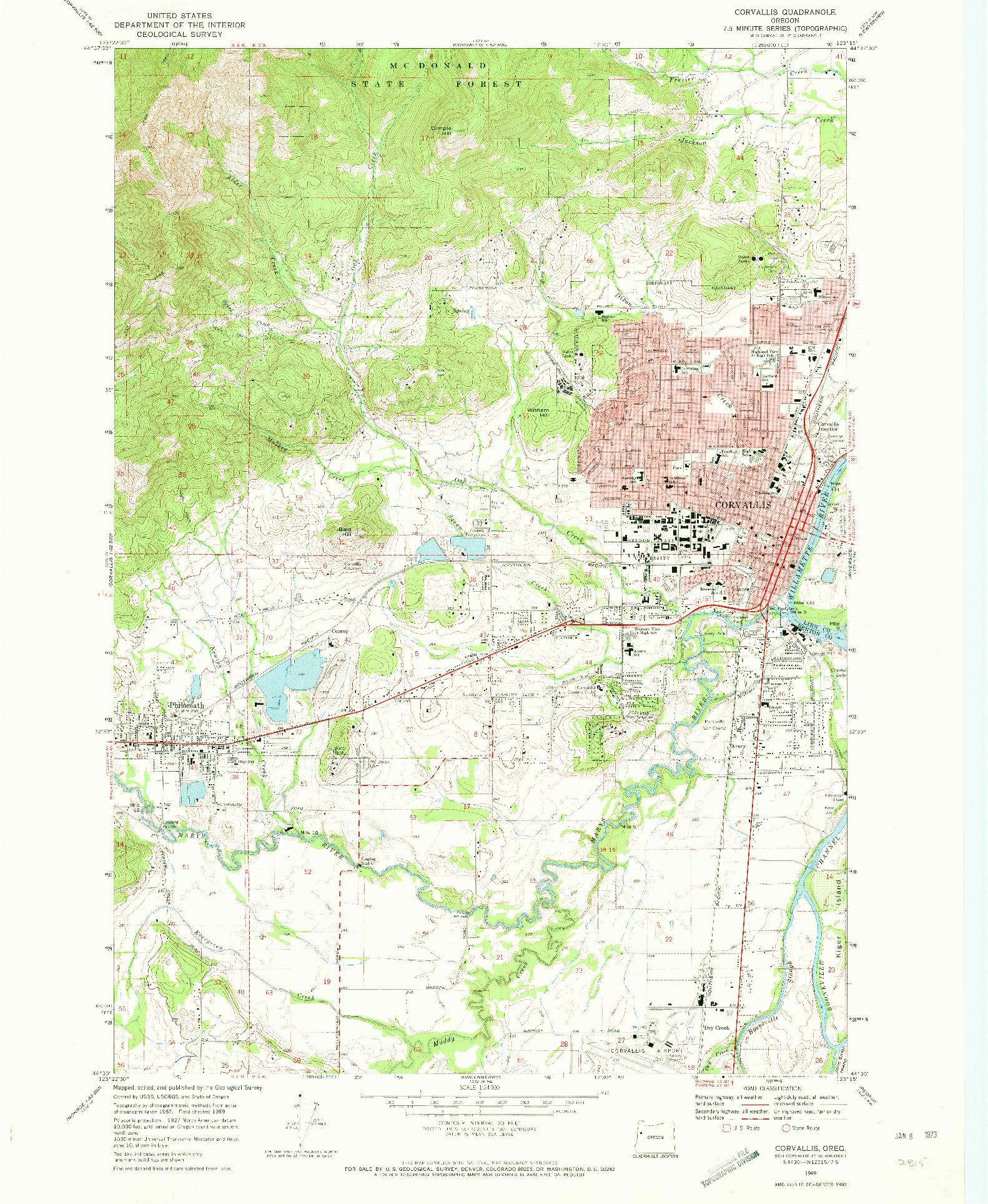 USGS 1:24000-SCALE QUADRANGLE FOR CORVALLIS, OR 1969