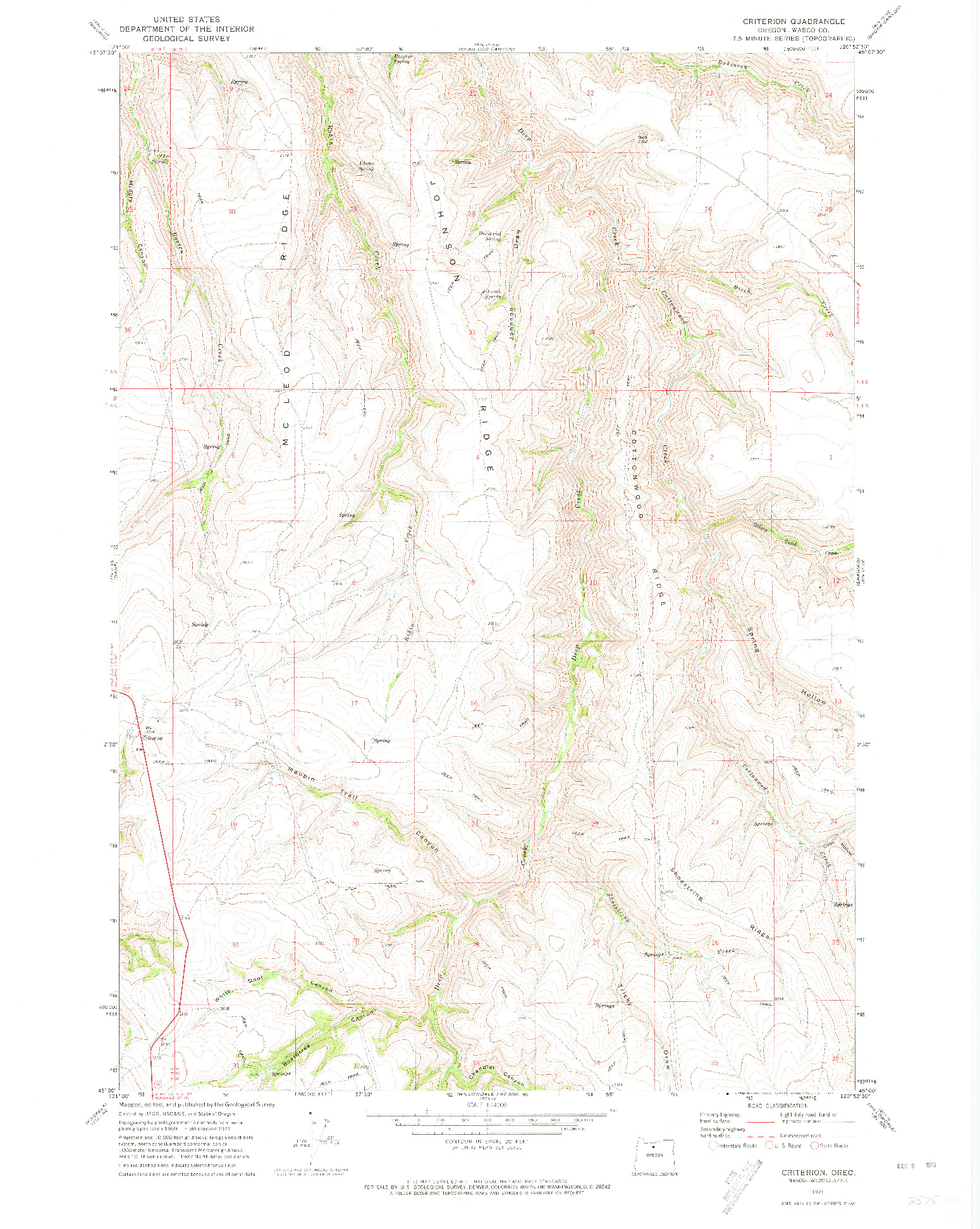 USGS 1:24000-SCALE QUADRANGLE FOR CRITERION, OR 1971