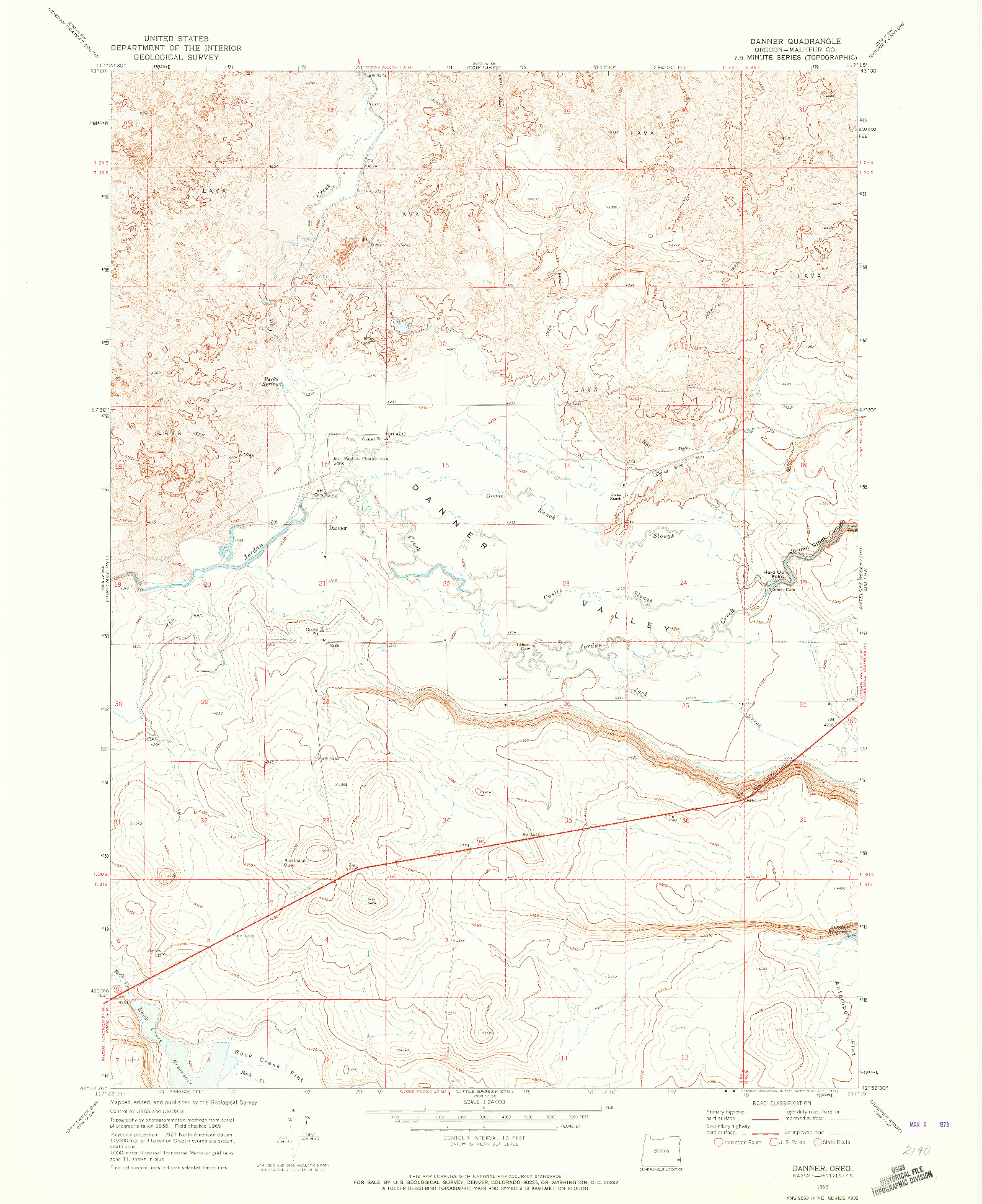 USGS 1:24000-SCALE QUADRANGLE FOR DANNER, OR 1969