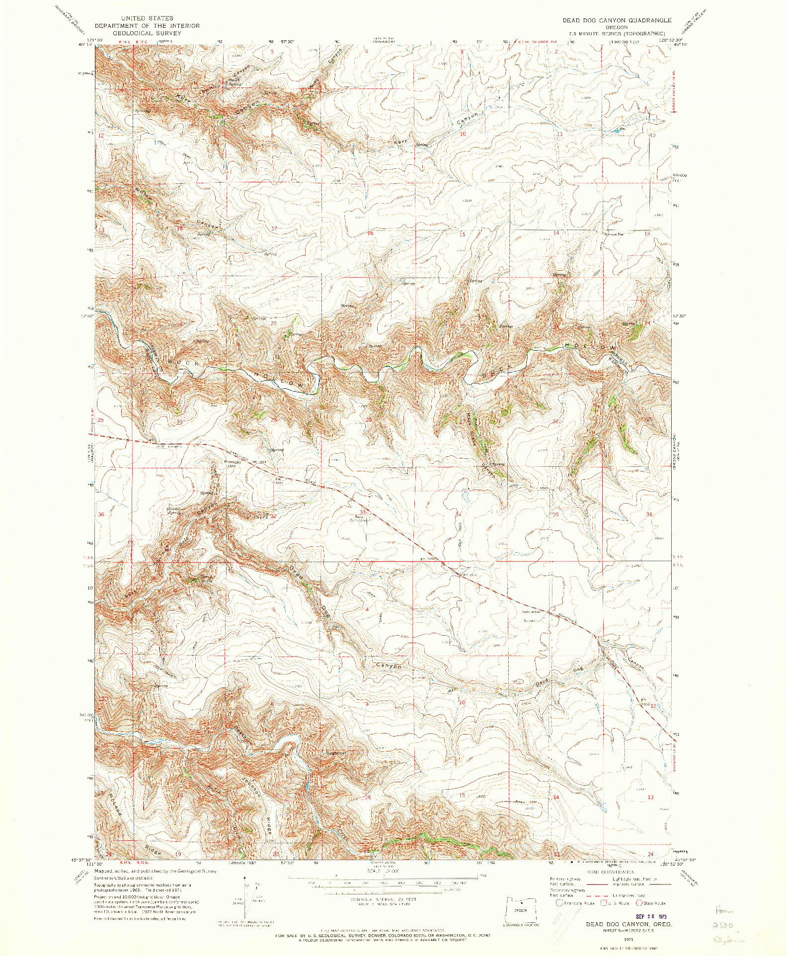 USGS 1:24000-SCALE QUADRANGLE FOR DEAD DOG CANYON, OR 1971