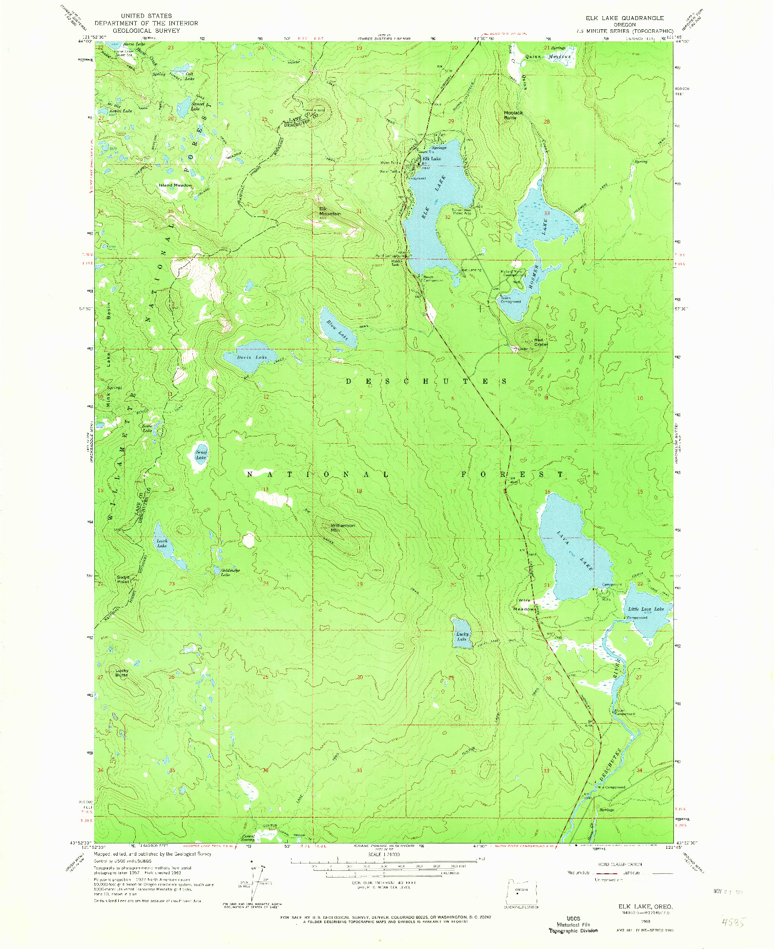 USGS 1:24000-SCALE QUADRANGLE FOR ELK LAKE, OR 1963