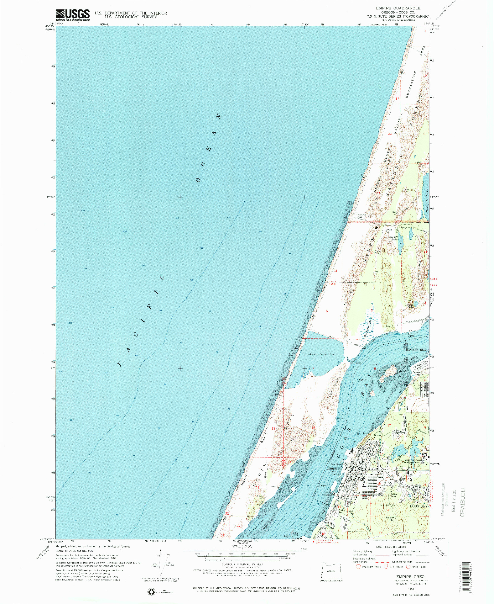 USGS 1:24000-SCALE QUADRANGLE FOR EMPIRE, OR 1970