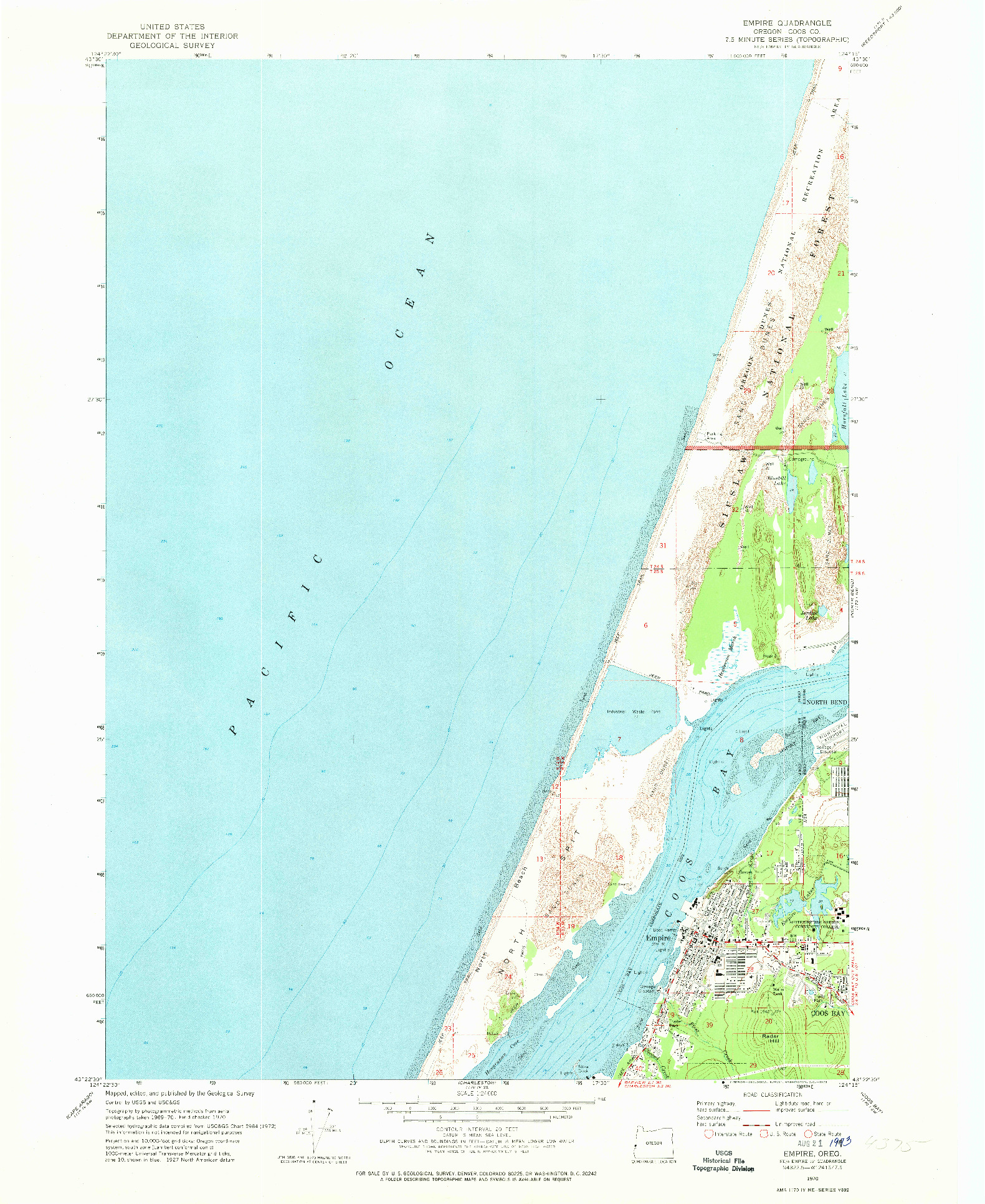 USGS 1:24000-SCALE QUADRANGLE FOR EMPIRE, OR 1970