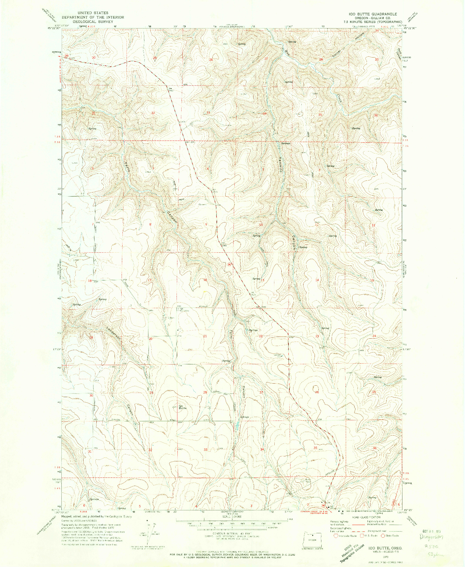 USGS 1:24000-SCALE QUADRANGLE FOR IGO BUTTE, OR 1970