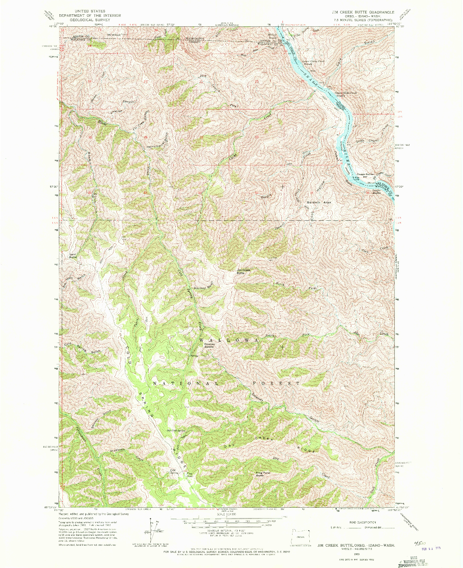 USGS 1:24000-SCALE QUADRANGLE FOR JIM CREEK BUTTE, OR 1963
