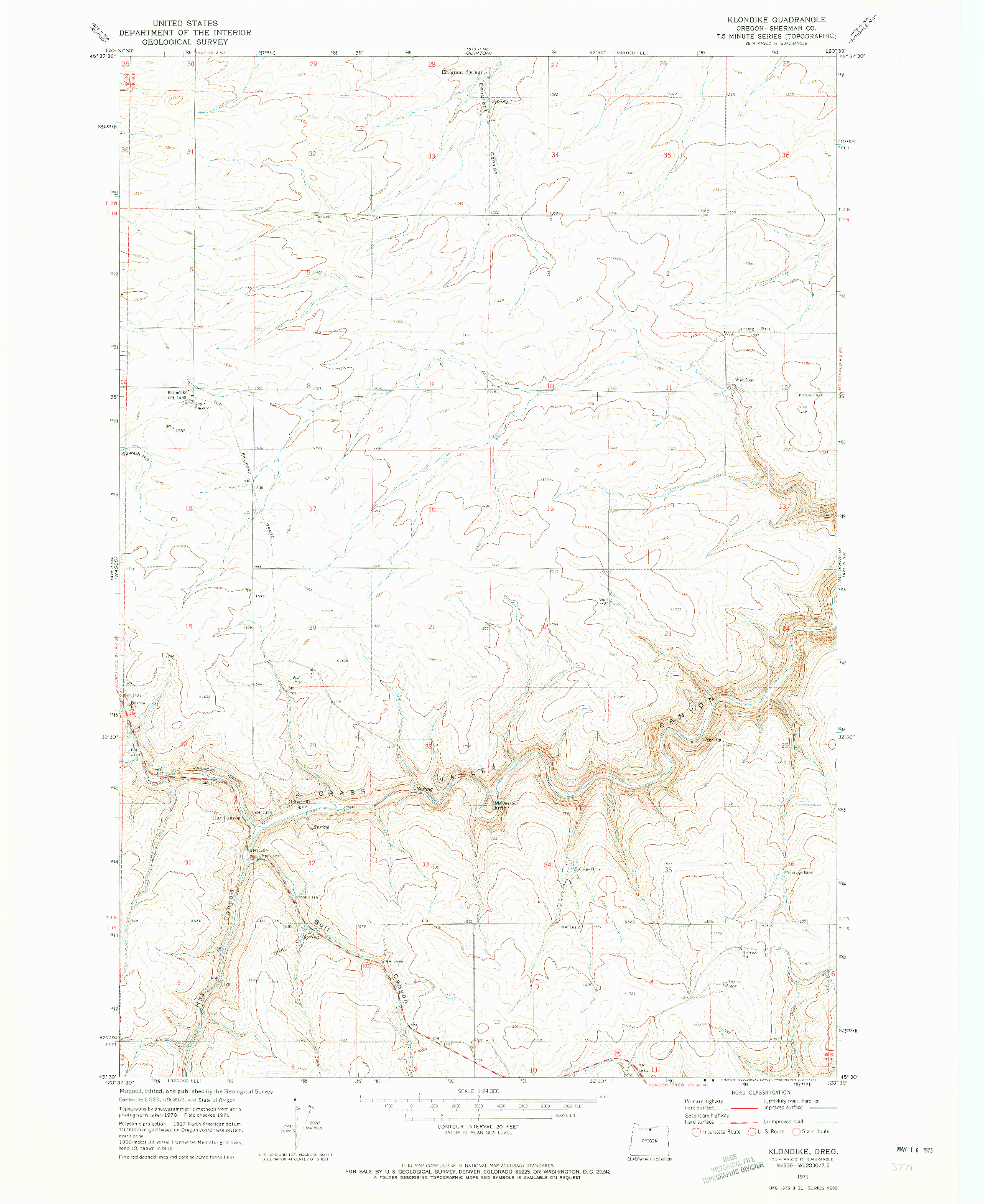 USGS 1:24000-SCALE QUADRANGLE FOR KLONDIKE, OR 1971