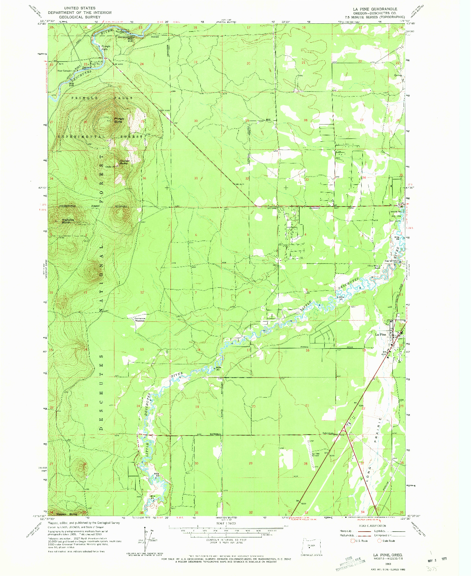USGS 1:24000-SCALE QUADRANGLE FOR LA PINE, OR 1963