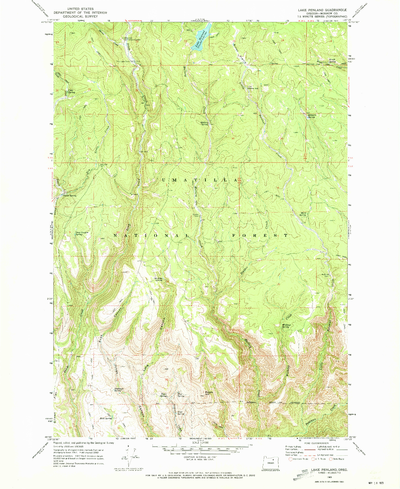 USGS 1:24000-SCALE QUADRANGLE FOR LAKE PENLAND, OR 1969