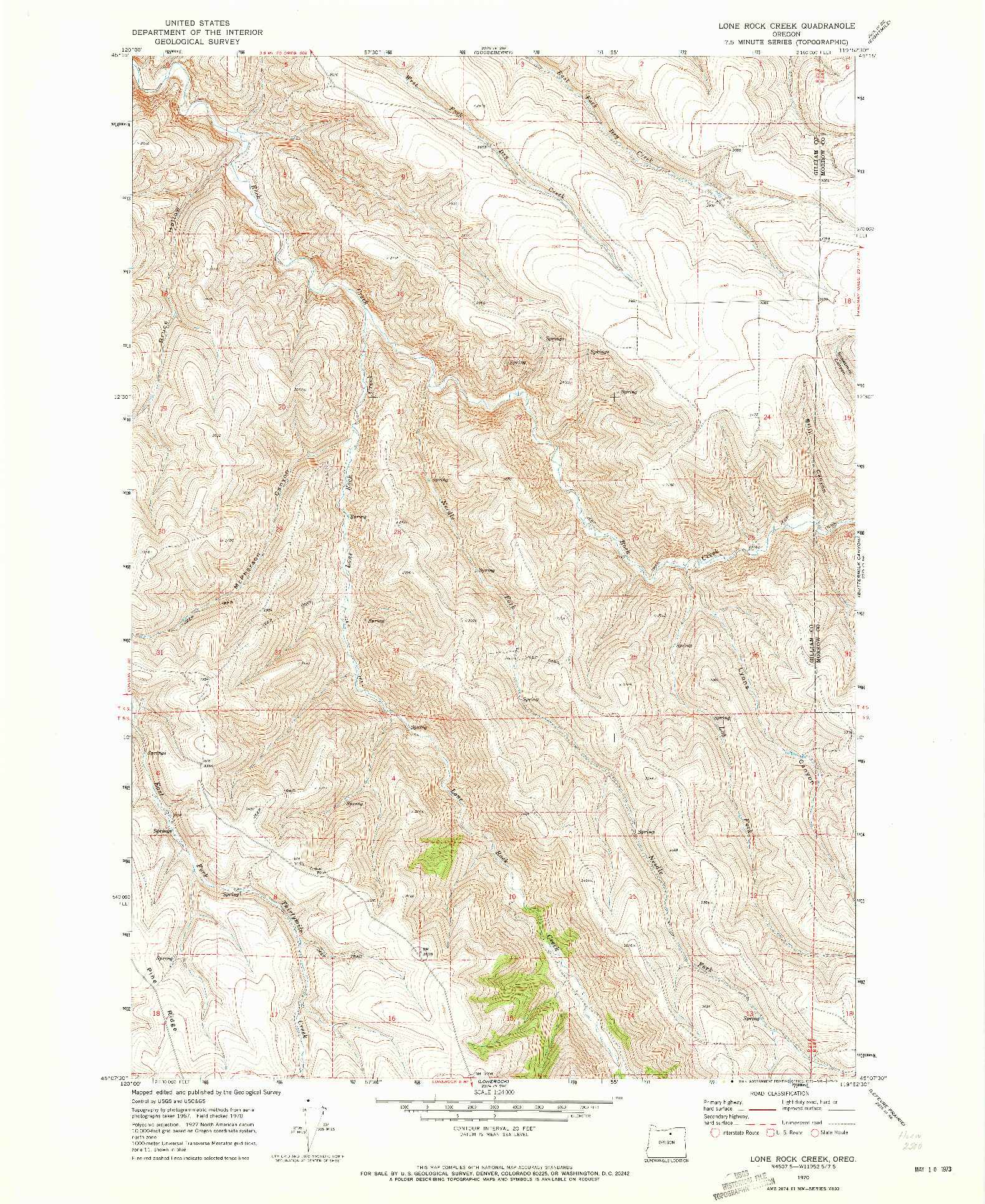 USGS 1:24000-SCALE QUADRANGLE FOR LONE ROCK CREEK, OR 1970