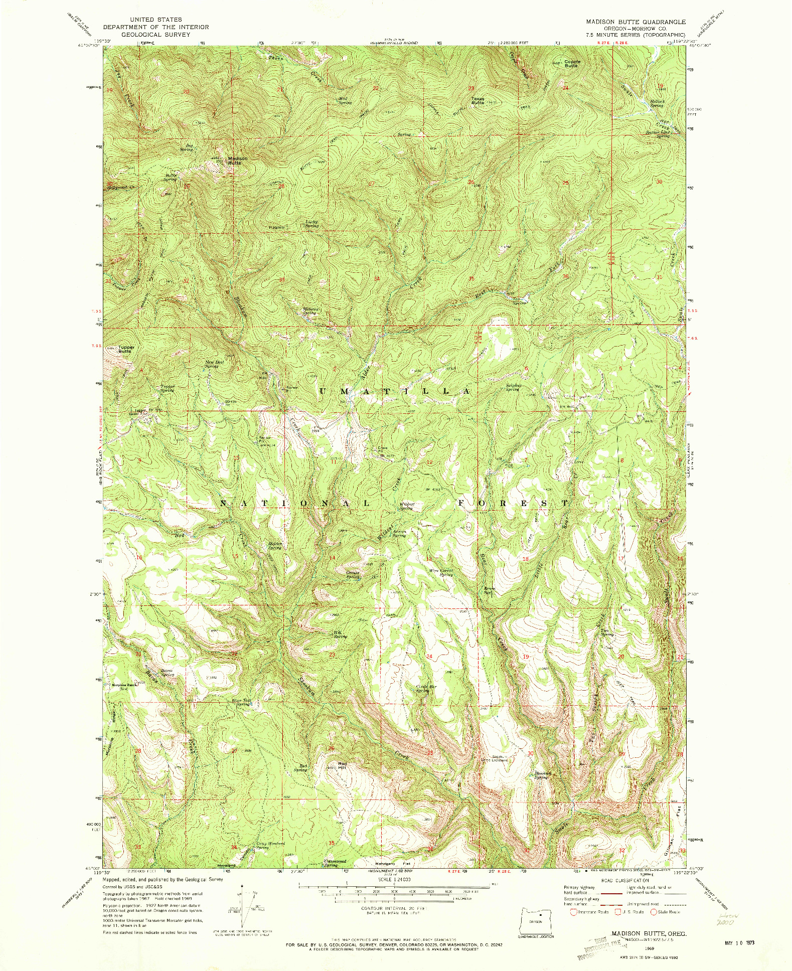 USGS 1:24000-SCALE QUADRANGLE FOR MADISON BUTTE, OR 1969
