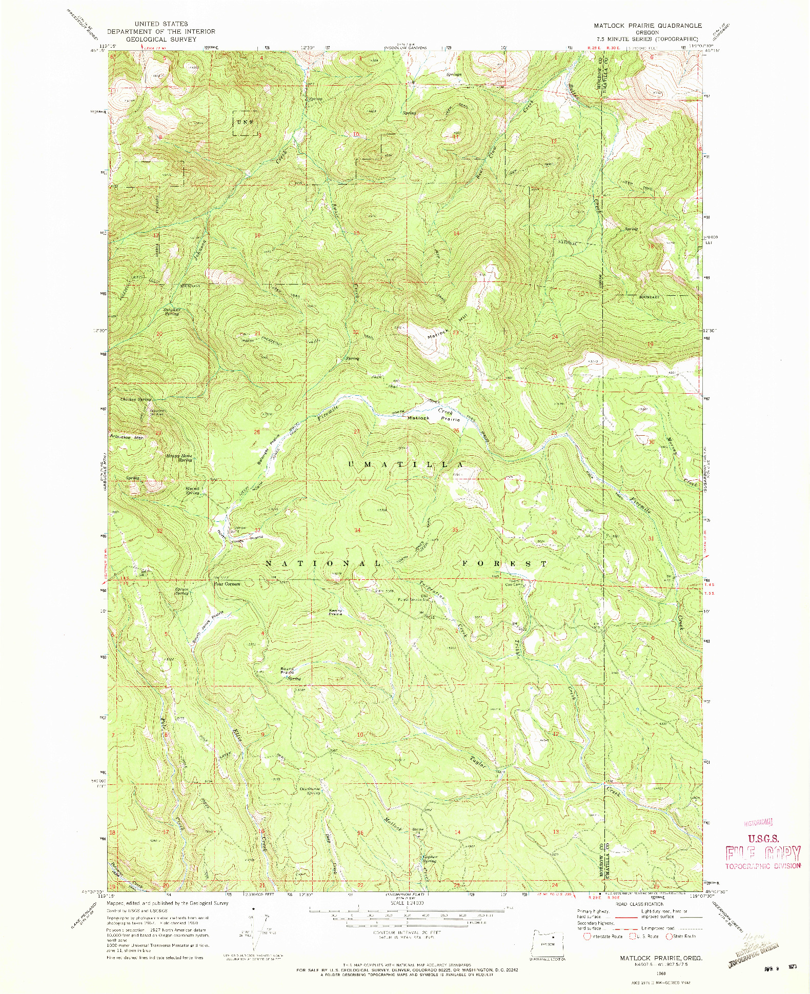 USGS 1:24000-SCALE QUADRANGLE FOR MATLOCK PRAIRIE, OR 1969