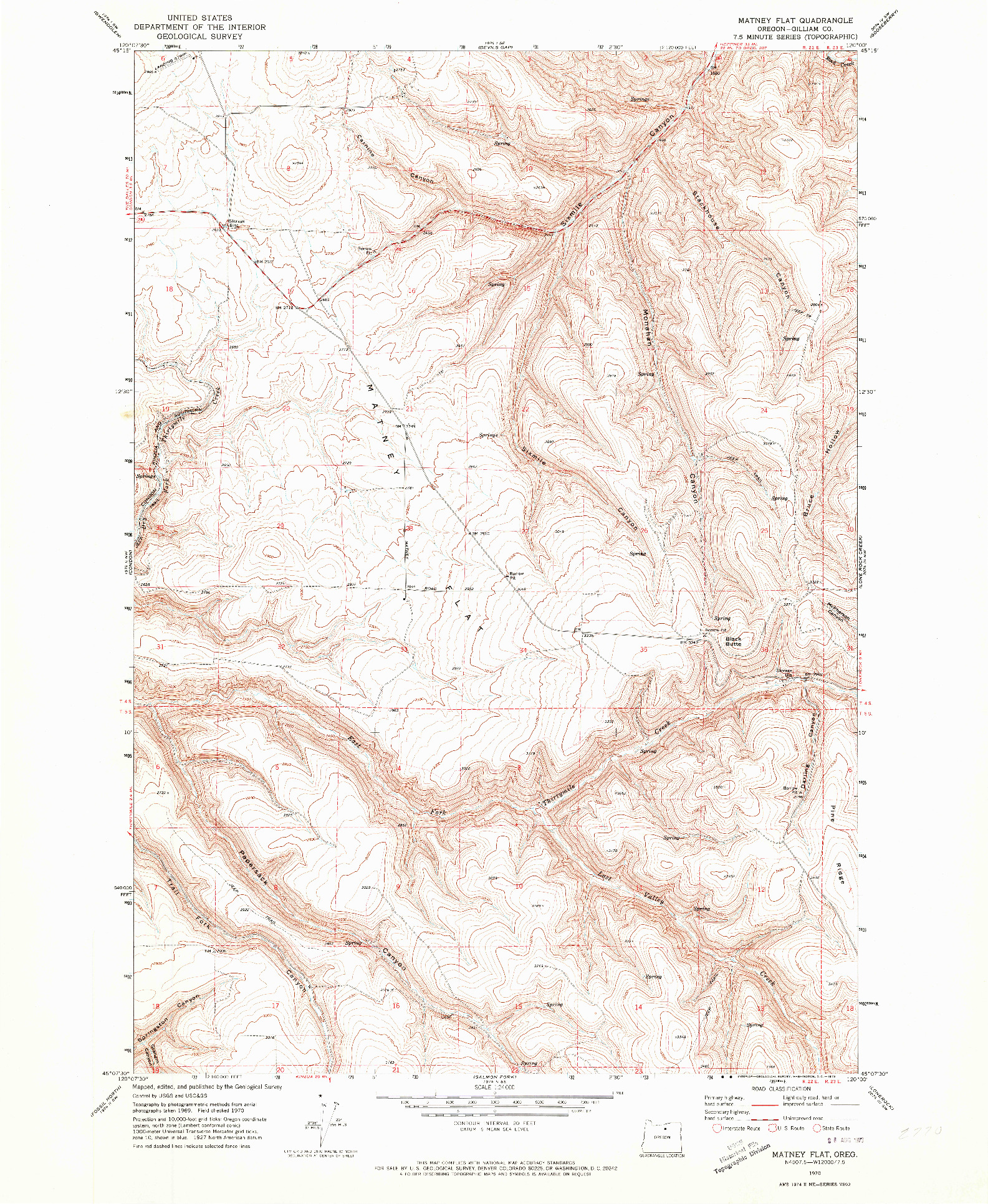 USGS 1:24000-SCALE QUADRANGLE FOR MATNEY FLAT, OR 1970