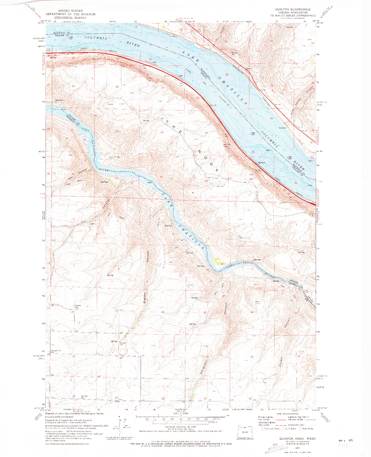 USGS 1:24000-SCALE QUADRANGLE FOR QUINTON, OR 1971