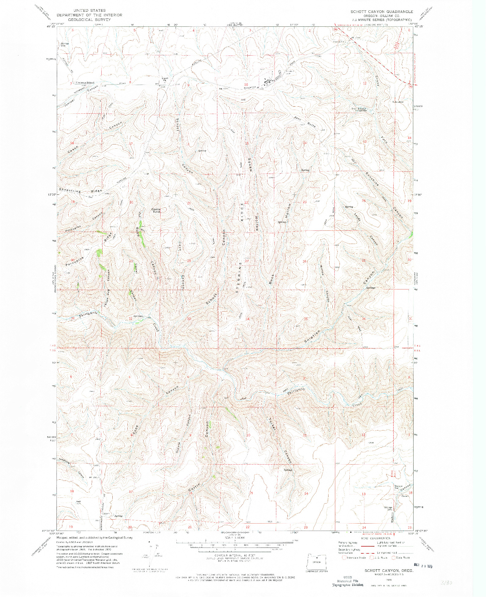 USGS 1:24000-SCALE QUADRANGLE FOR SCHOTT CANYON, OR 1970
