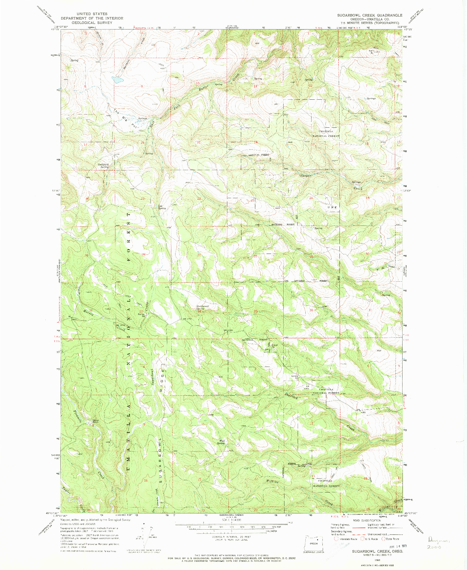 USGS 1:24000-SCALE QUADRANGLE FOR SUGARBOWL CREEK, OR 1969