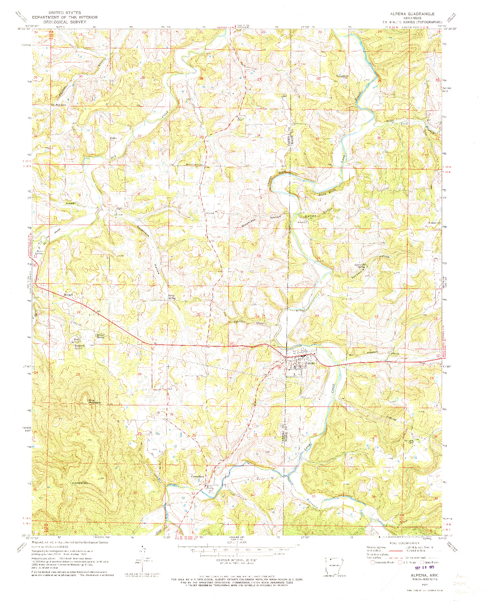 USGS 1:24000-SCALE QUADRANGLE FOR ALPENA, AR 1972