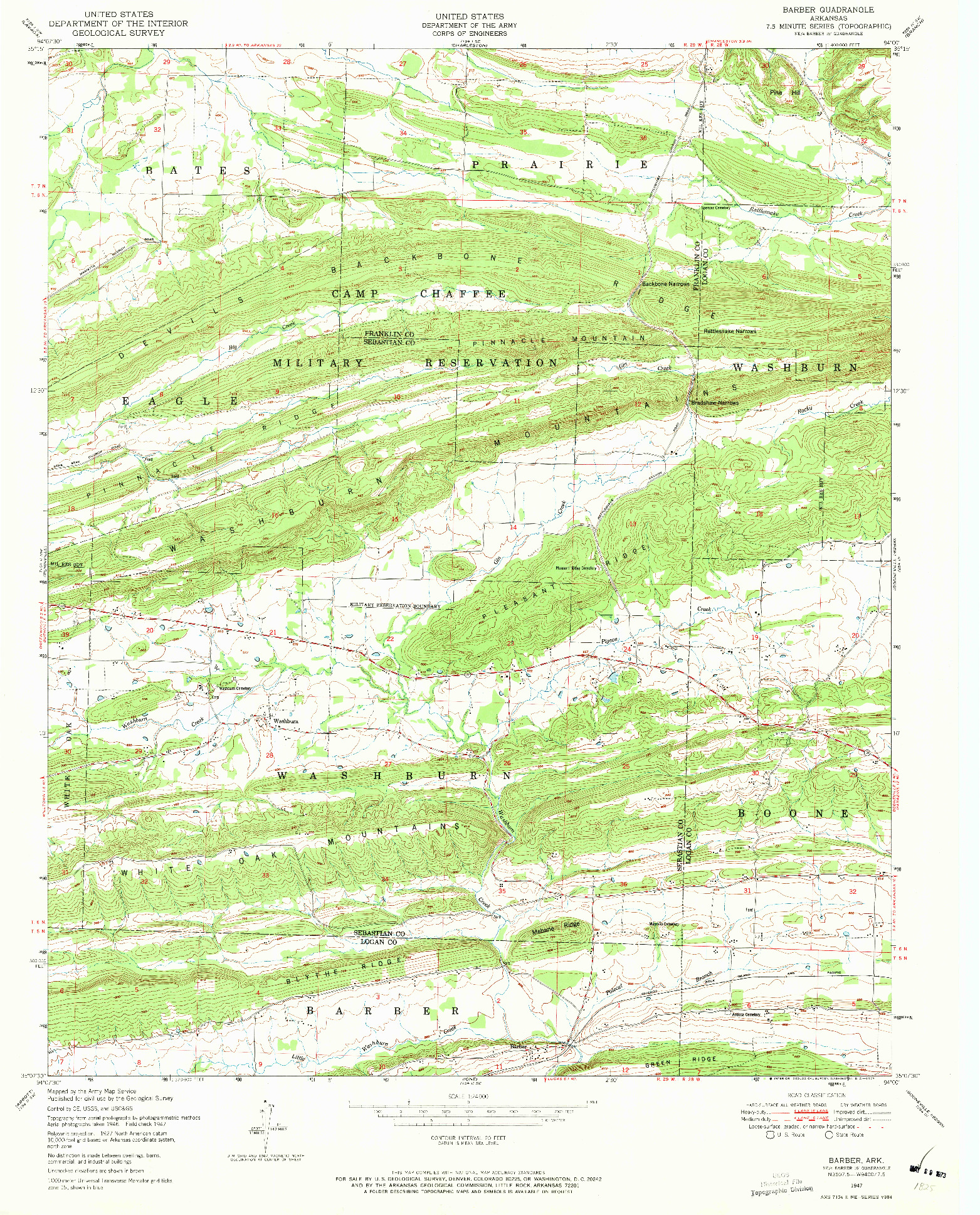 USGS 1:24000-SCALE QUADRANGLE FOR BARBER, AR 1947