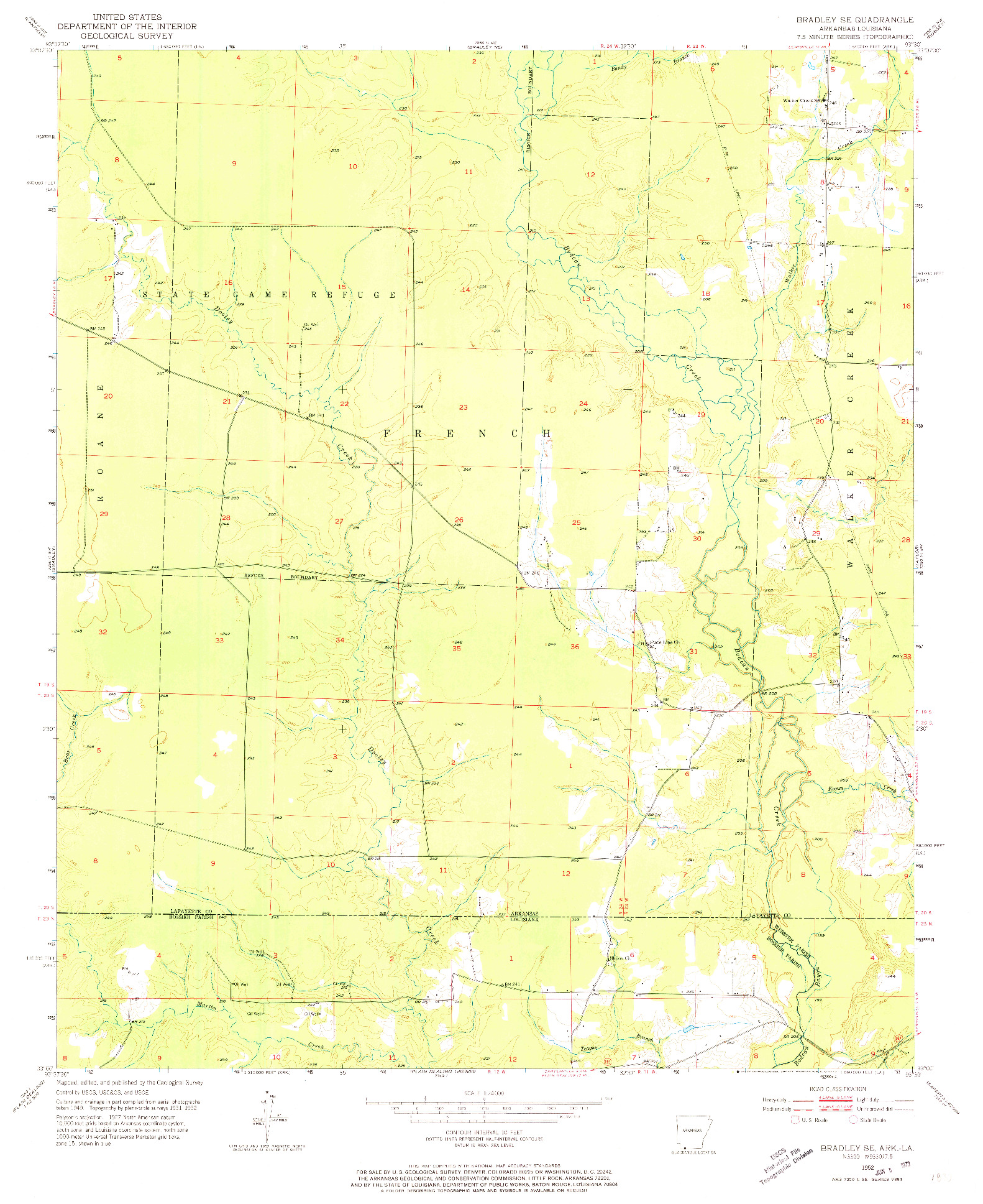 USGS 1:24000-SCALE QUADRANGLE FOR BRADLEY SE, AR 1952