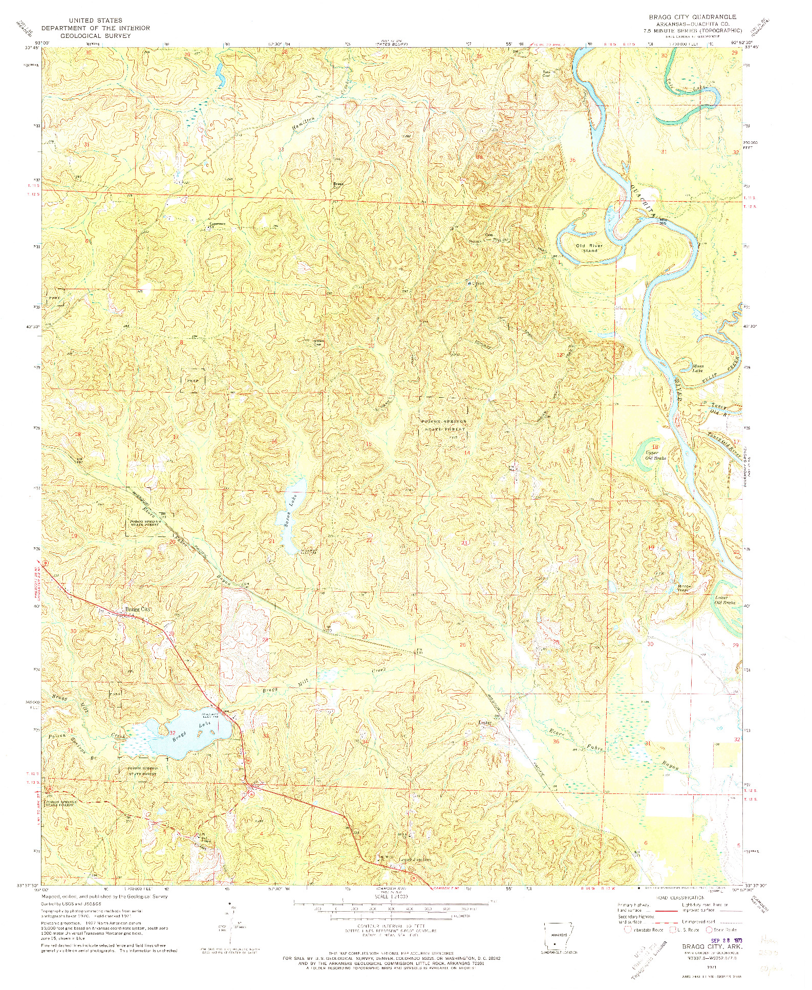 USGS 1:24000-SCALE QUADRANGLE FOR BRAGG CITY, AR 1971