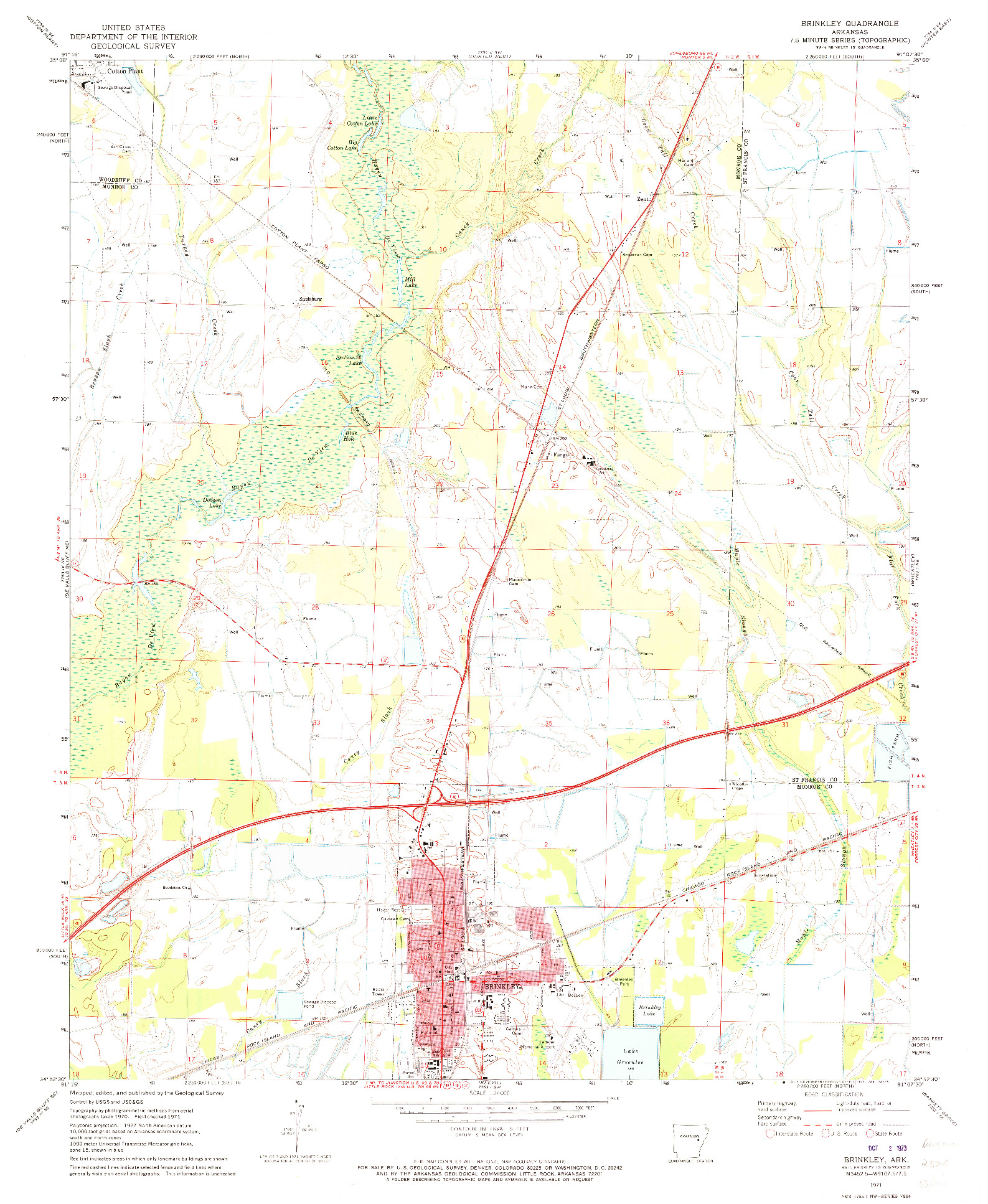 USGS 1:24000-SCALE QUADRANGLE FOR BRINKLEY, AR 1971