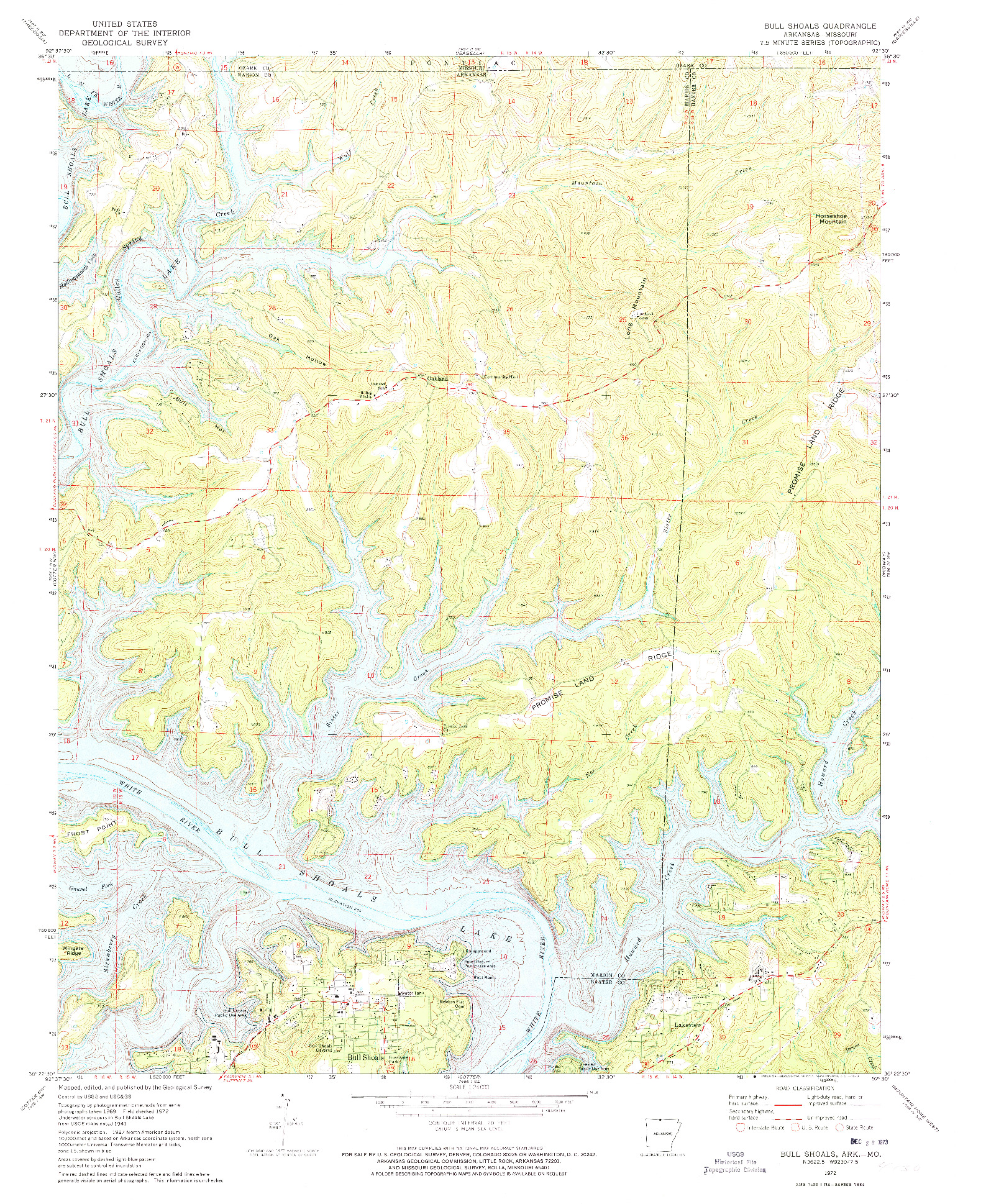 USGS 1:24000-SCALE QUADRANGLE FOR BULL SHOALS, AR 1972