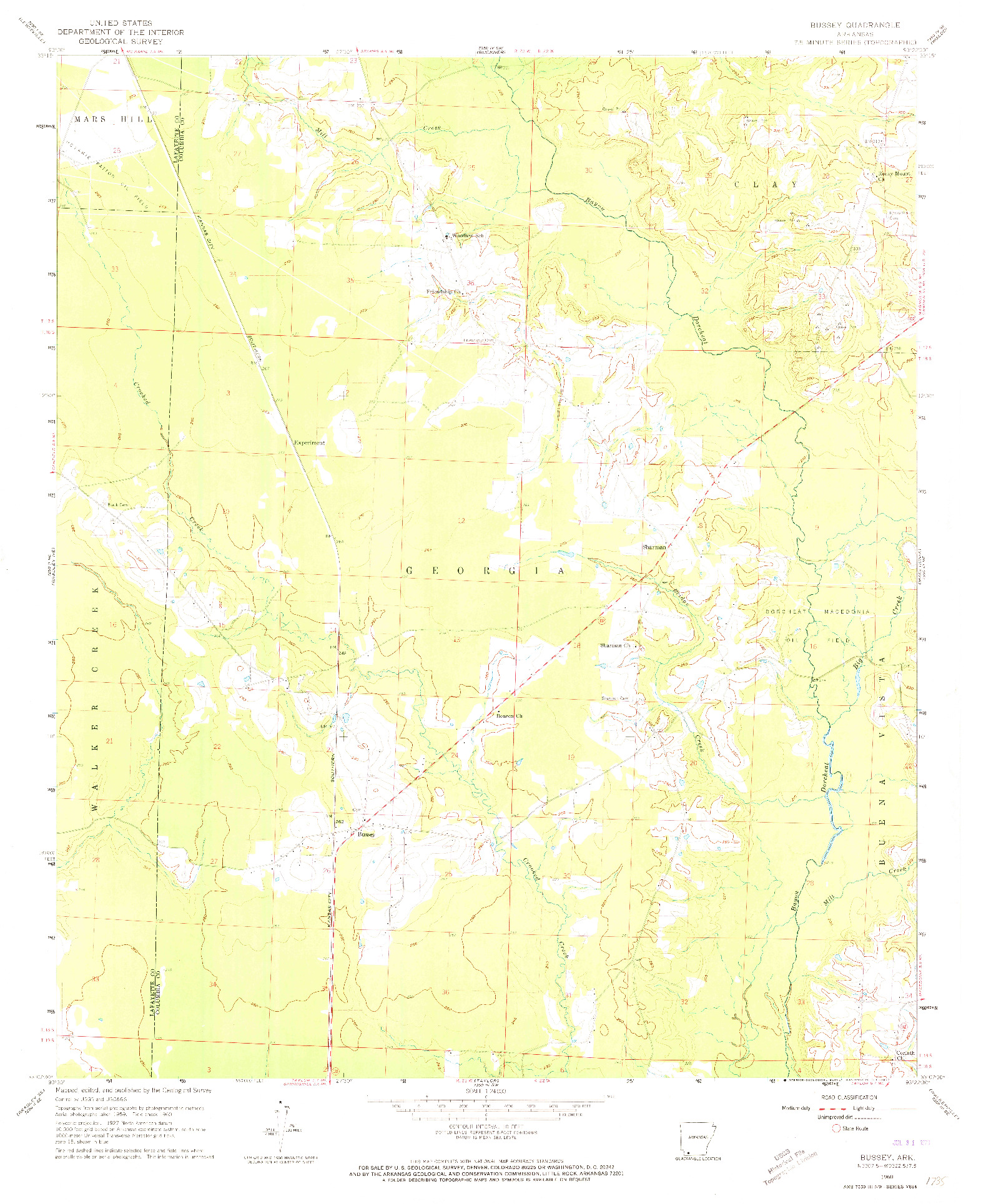 USGS 1:24000-SCALE QUADRANGLE FOR BUSSEY, AR 1960