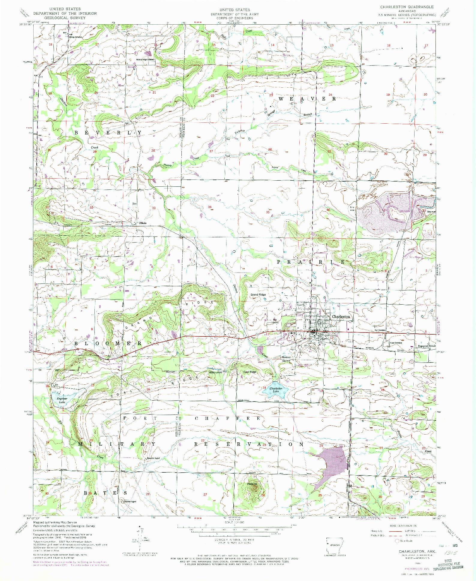 USGS 1:24000-SCALE QUADRANGLE FOR CHARLESTON, AR 1946