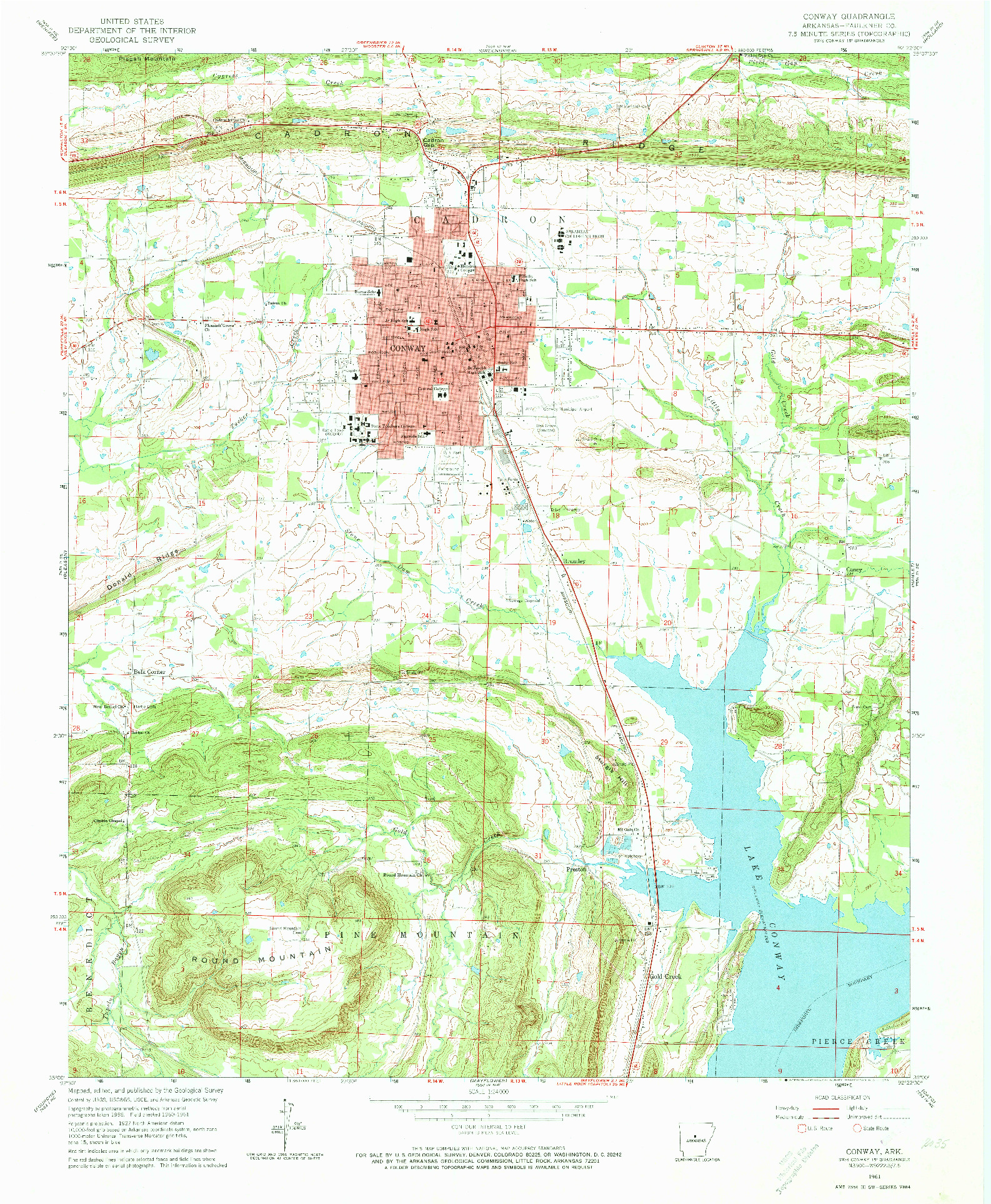 USGS 1:24000-SCALE QUADRANGLE FOR CONWAY, AR 1961