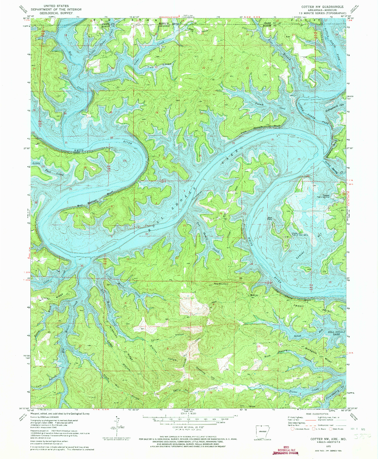 USGS 1:24000-SCALE QUADRANGLE FOR COTTER NW, AR 1972