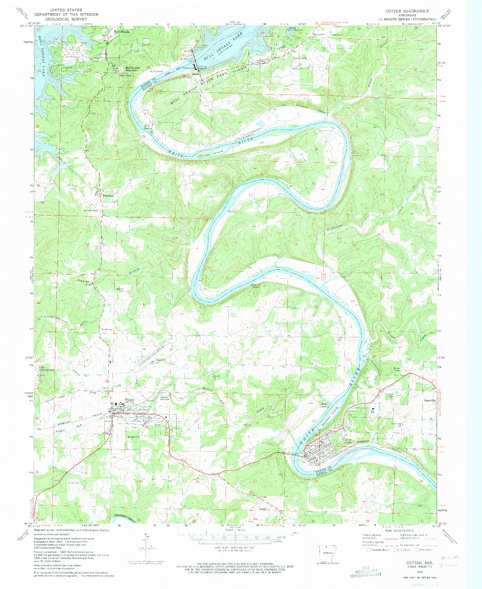 USGS 1:24000-SCALE QUADRANGLE FOR COTTER, AR 1972