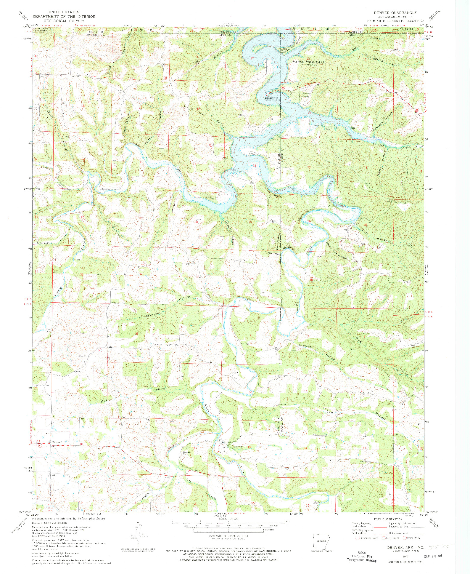 USGS 1:24000-SCALE QUADRANGLE FOR DENVER, AR 1972