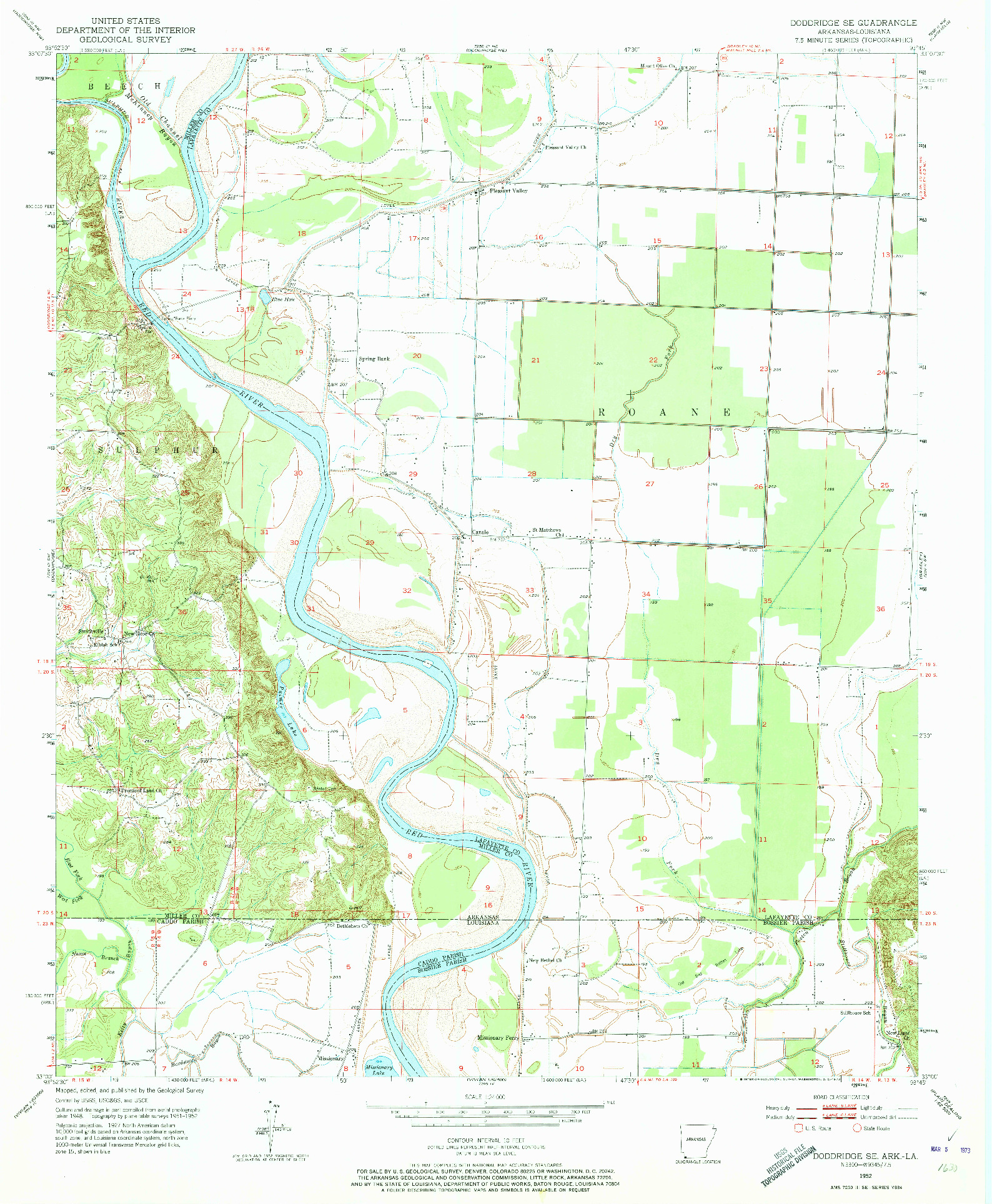 USGS 1:24000-SCALE QUADRANGLE FOR DODDRIDGE SE, AR 1952