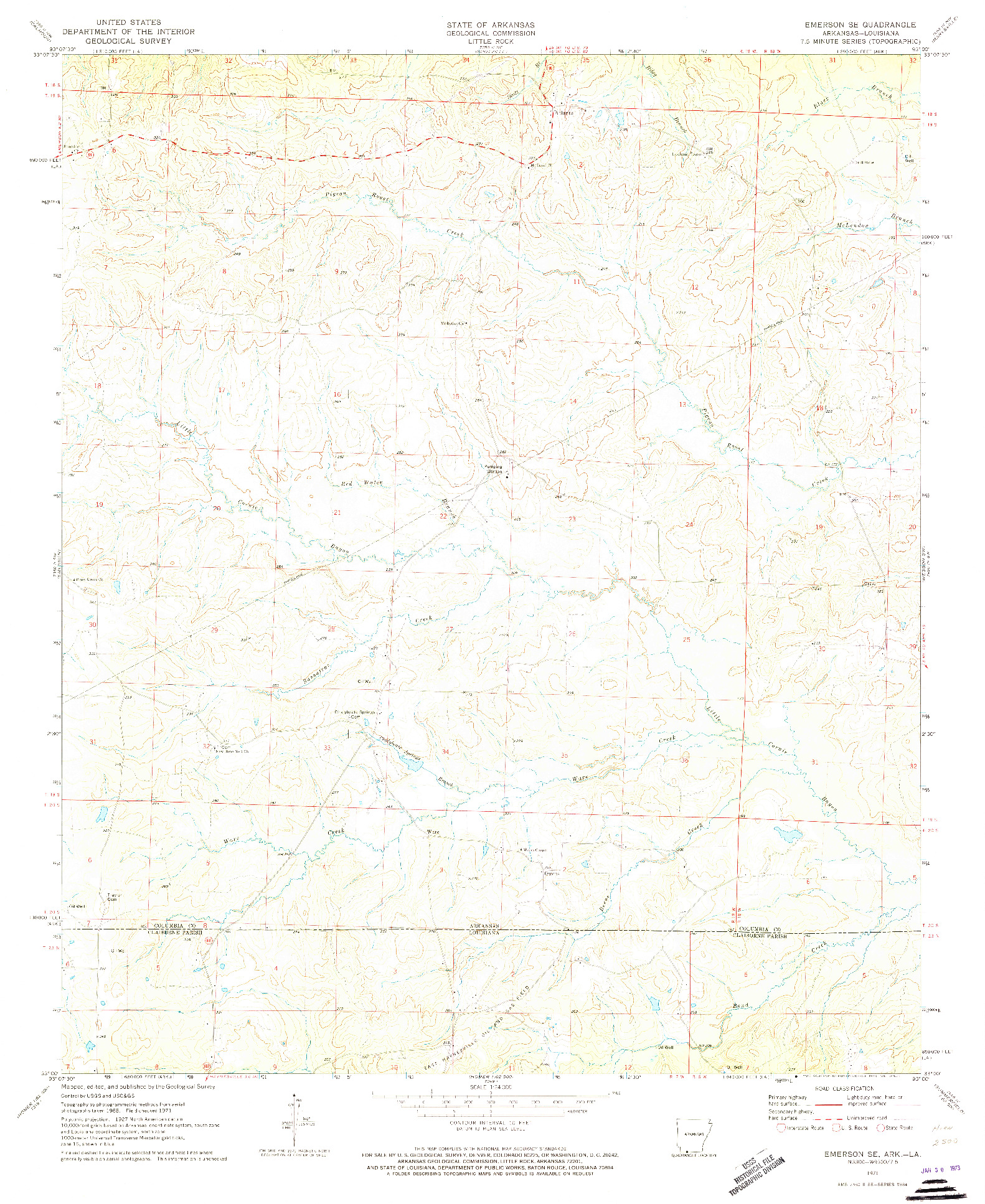 USGS 1:24000-SCALE QUADRANGLE FOR EMERSON SE, AR 1971