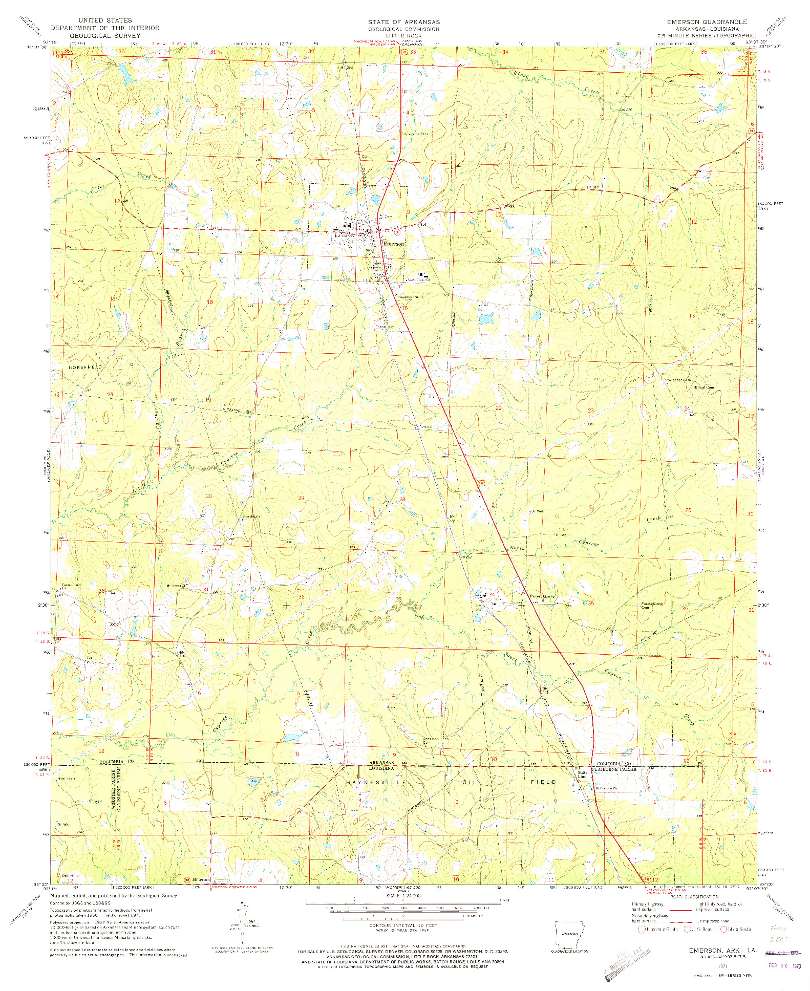 USGS 1:24000-SCALE QUADRANGLE FOR EMERSON, AR 1971