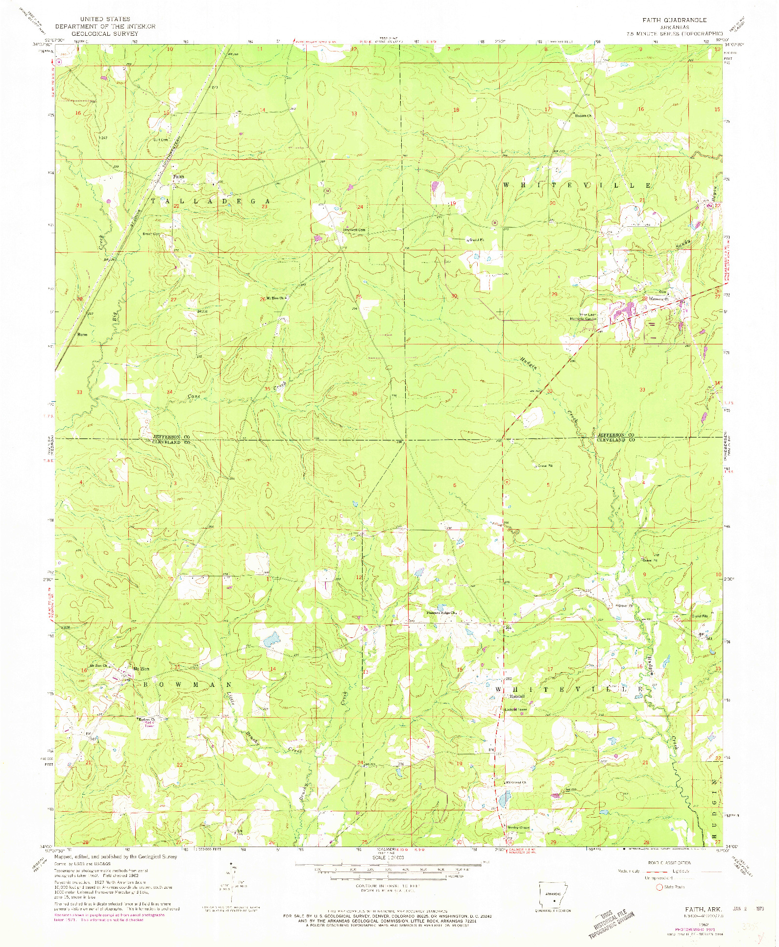 USGS 1:24000-SCALE QUADRANGLE FOR FAITH, AR 1962