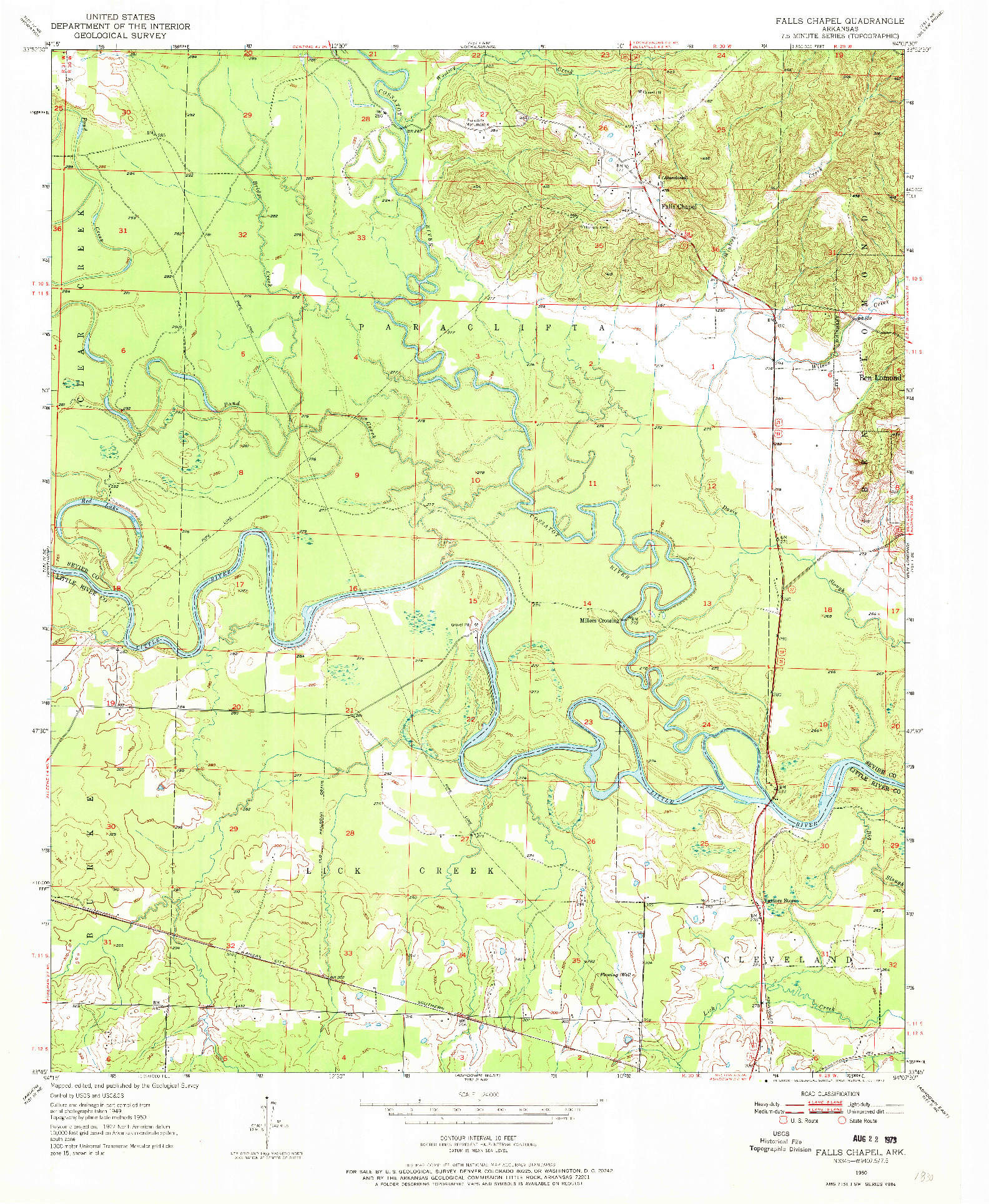 USGS 1:24000-SCALE QUADRANGLE FOR FALLS CHAPEL, AR 1950