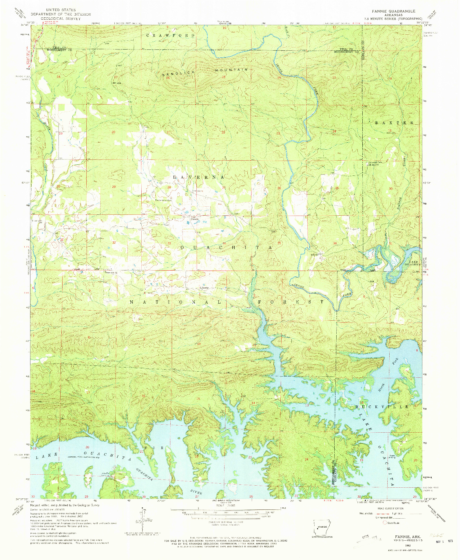 USGS 1:24000-SCALE QUADRANGLE FOR FANNIE, AR 1962