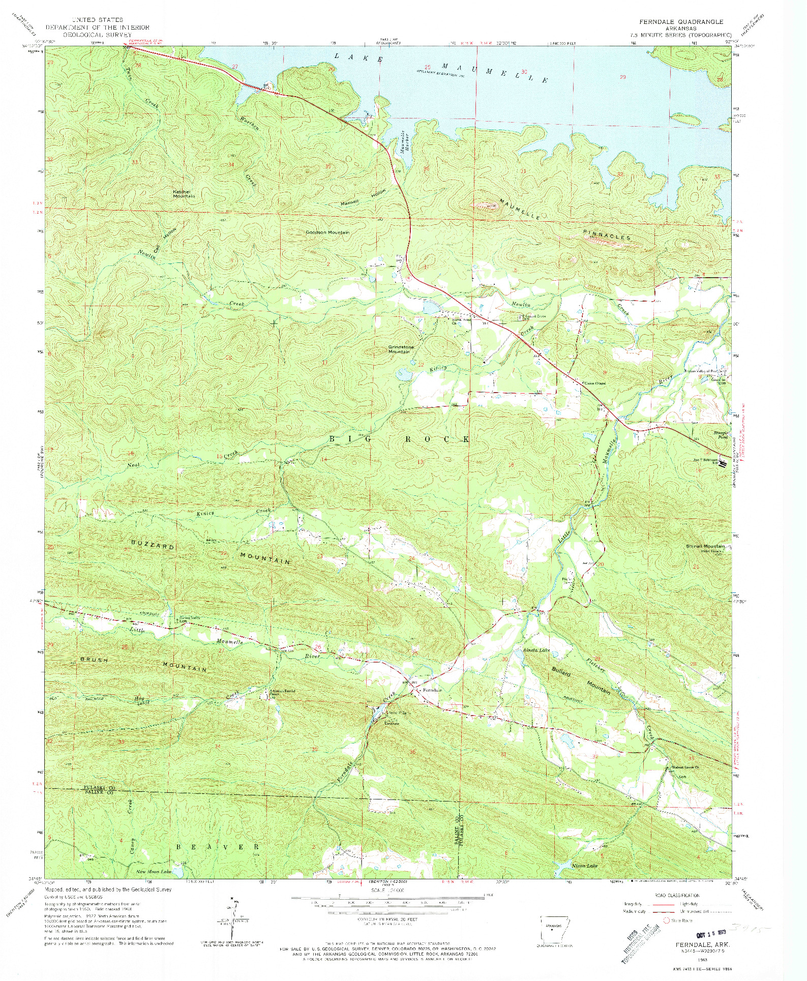 USGS 1:24000-SCALE QUADRANGLE FOR FERNDALE, AR 1963