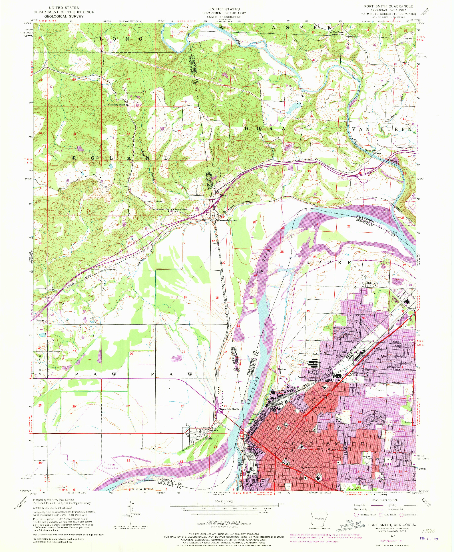 USGS 1:24000-SCALE QUADRANGLE FOR FORT SMITH, AR 1947