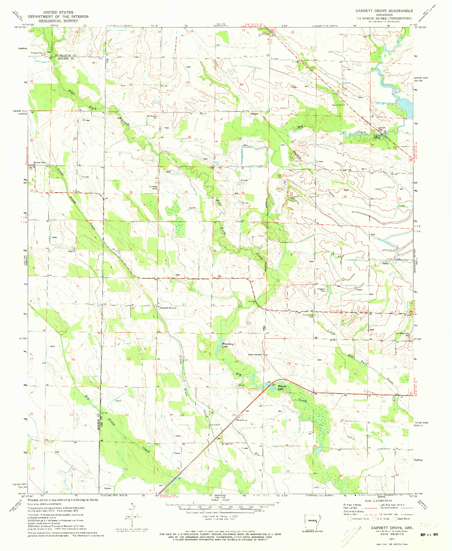 USGS 1:24000-SCALE QUADRANGLE FOR GARRETT GROVE, AR 1971