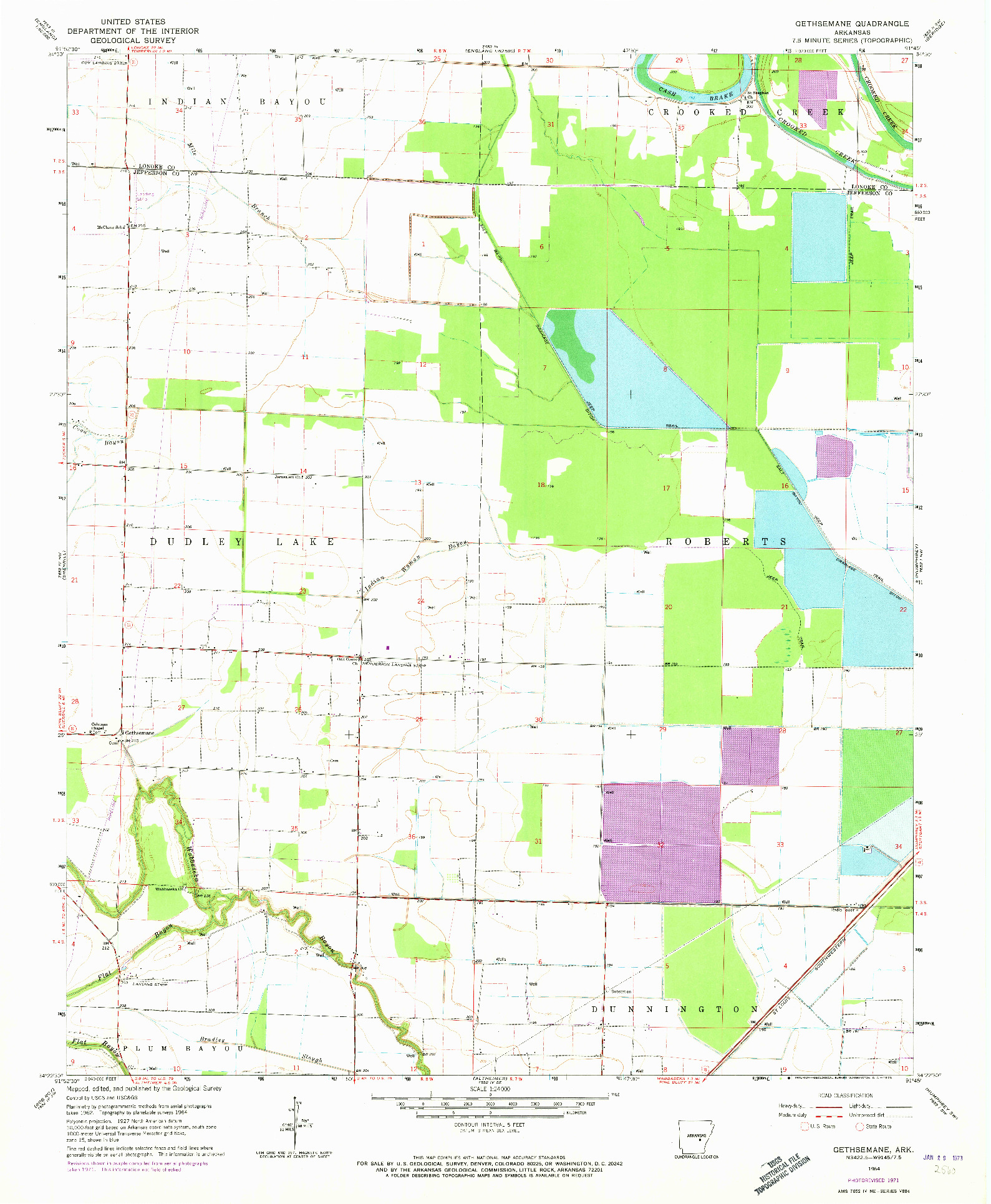 USGS 1:24000-SCALE QUADRANGLE FOR GETHSEMANE, AR 1964