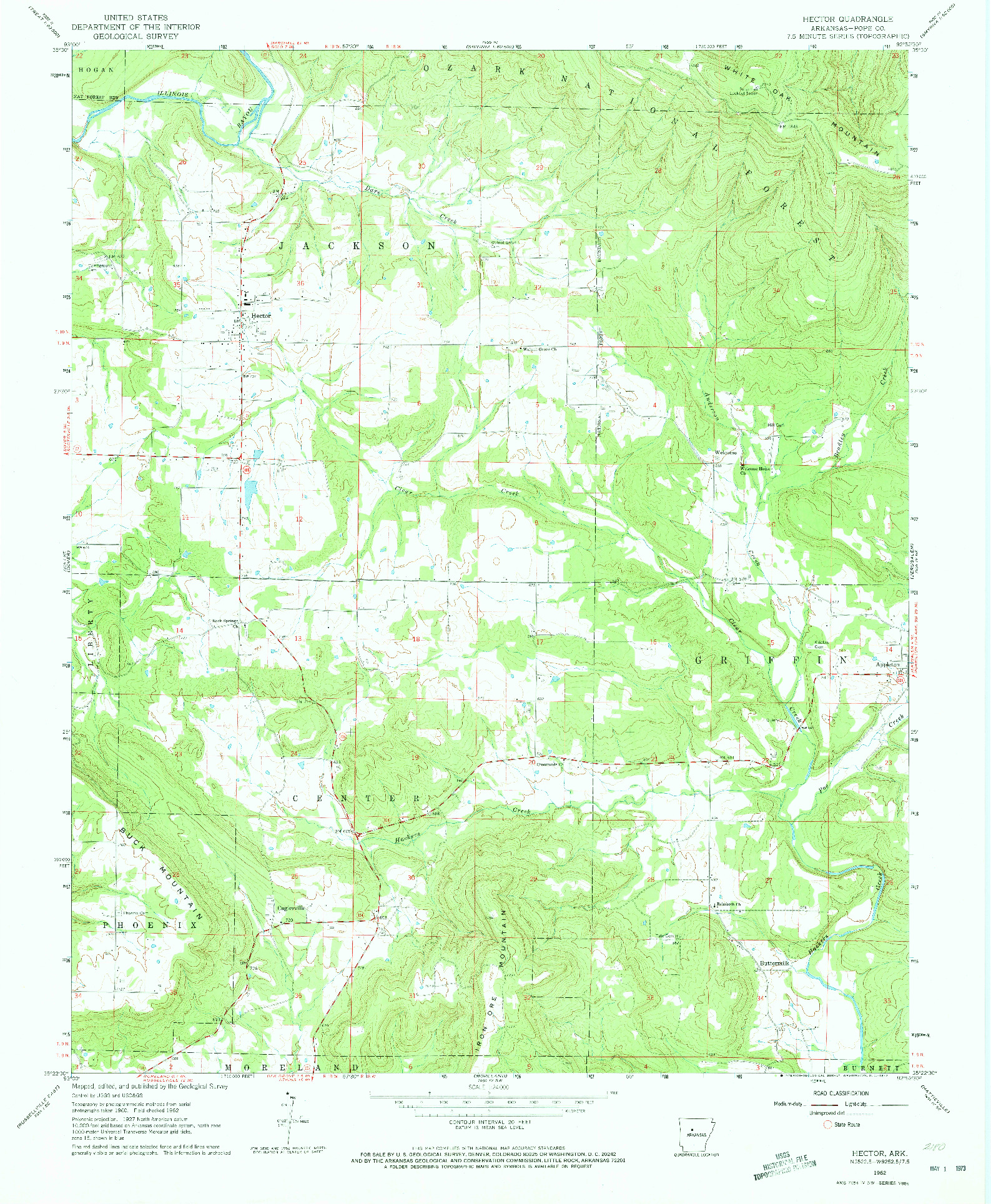 USGS 1:24000-SCALE QUADRANGLE FOR HECTOR, AR 1962