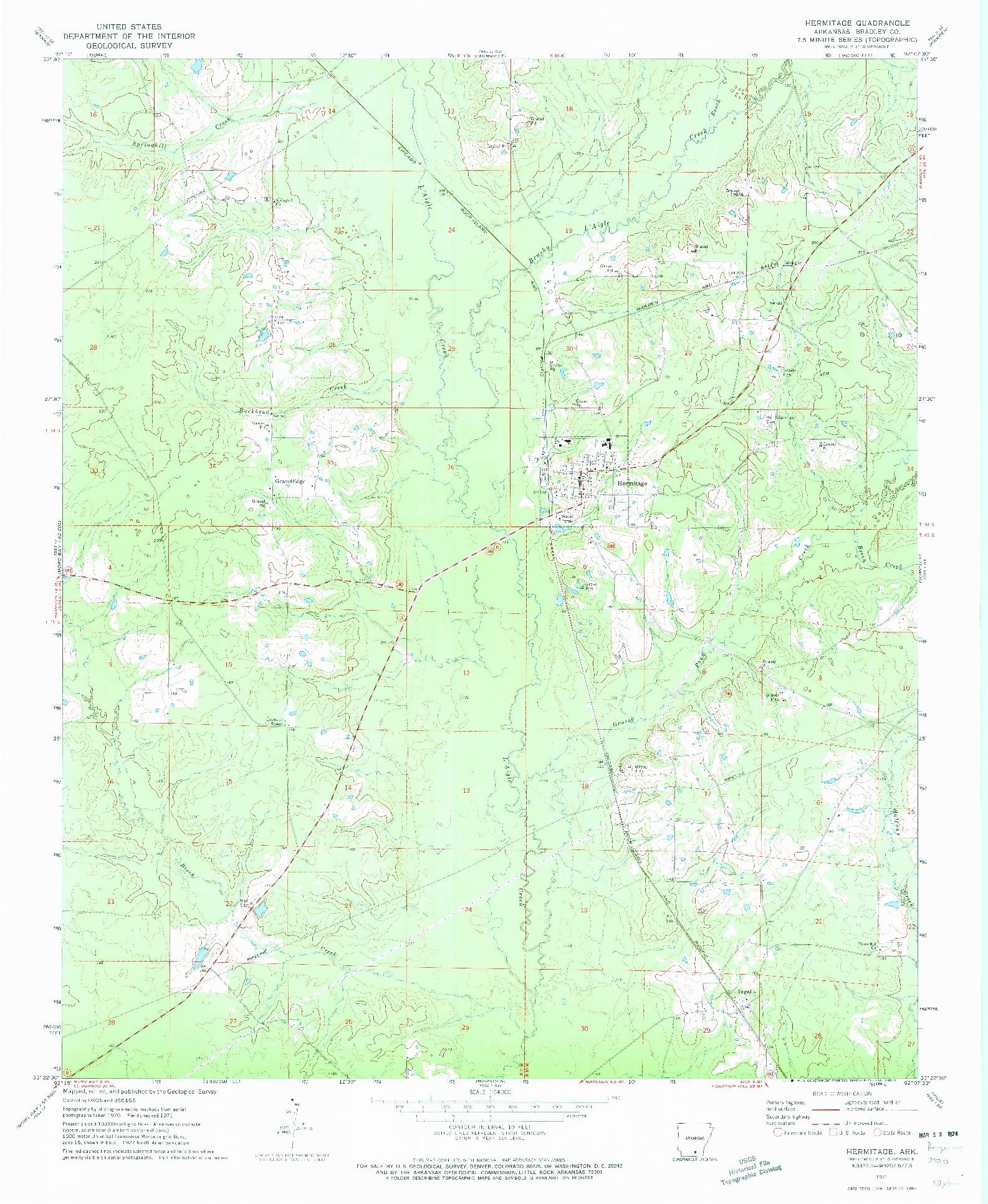 USGS 1:24000-SCALE QUADRANGLE FOR HERMITAGE, AR 1971