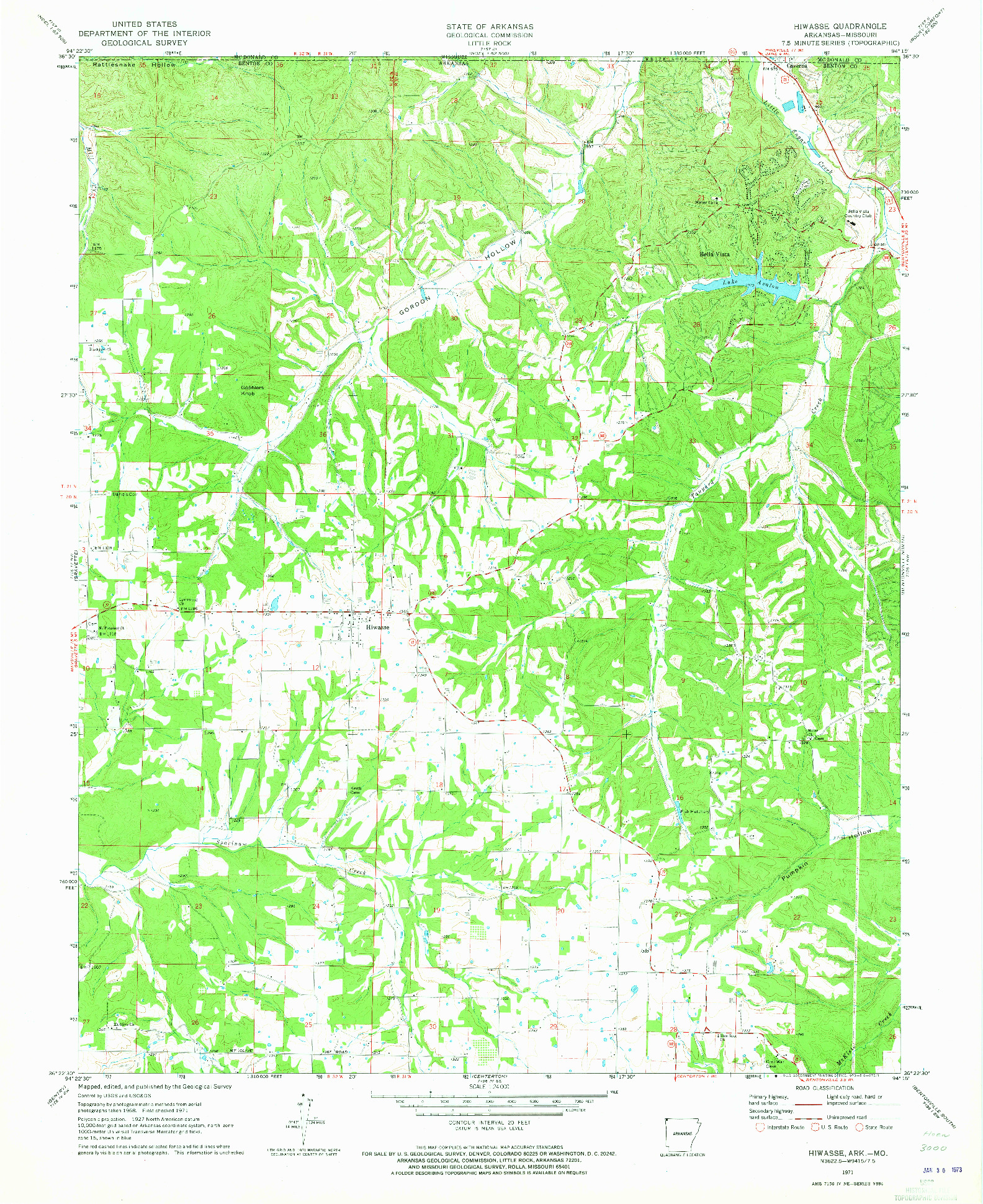 USGS 1:24000-SCALE QUADRANGLE FOR HIWASSE, AR 1971