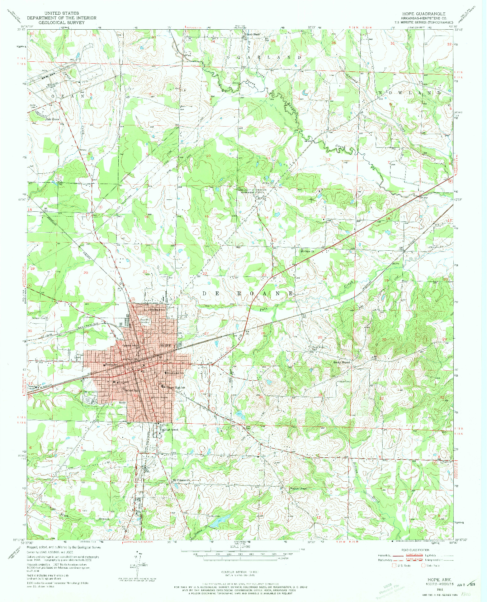 USGS 1:24000-SCALE QUADRANGLE FOR HOPE, AR 1951