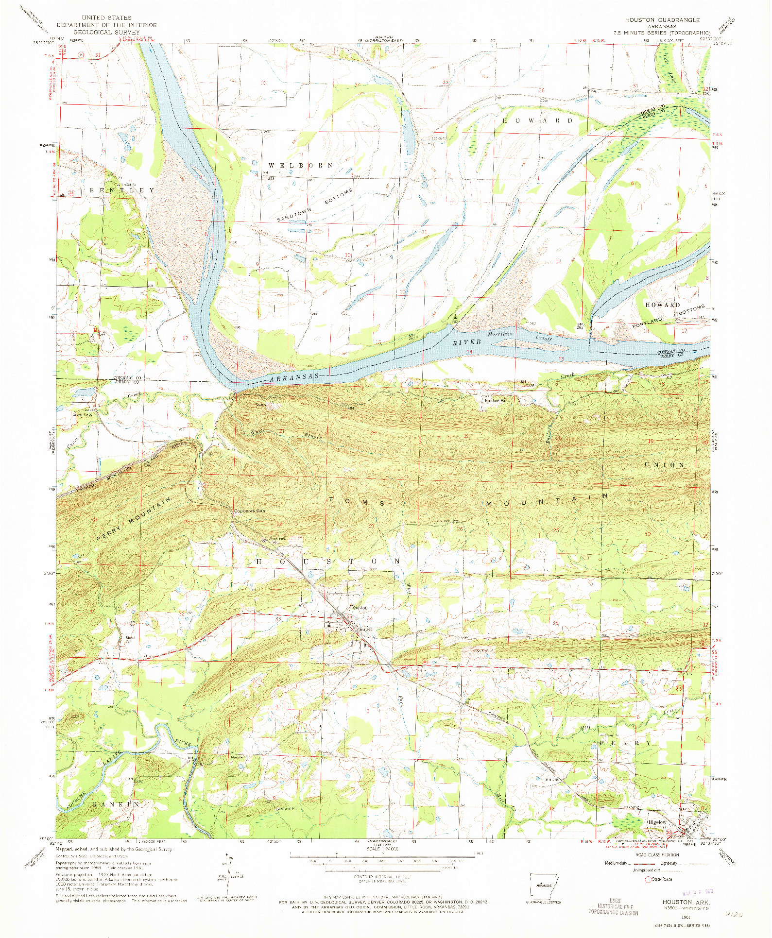 USGS 1:24000-SCALE QUADRANGLE FOR HOUSTON, AR 1961