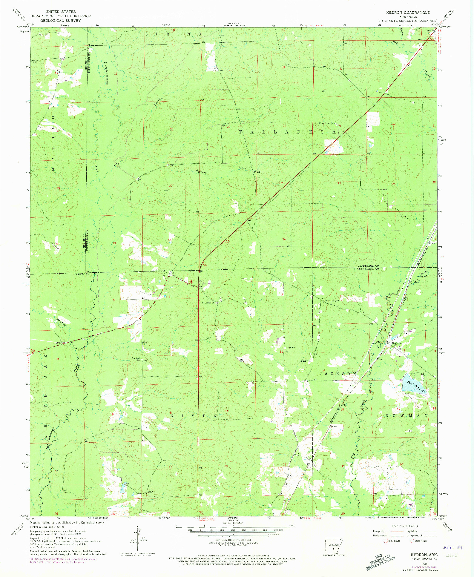 USGS 1:24000-SCALE QUADRANGLE FOR KEDRON, AR 1962