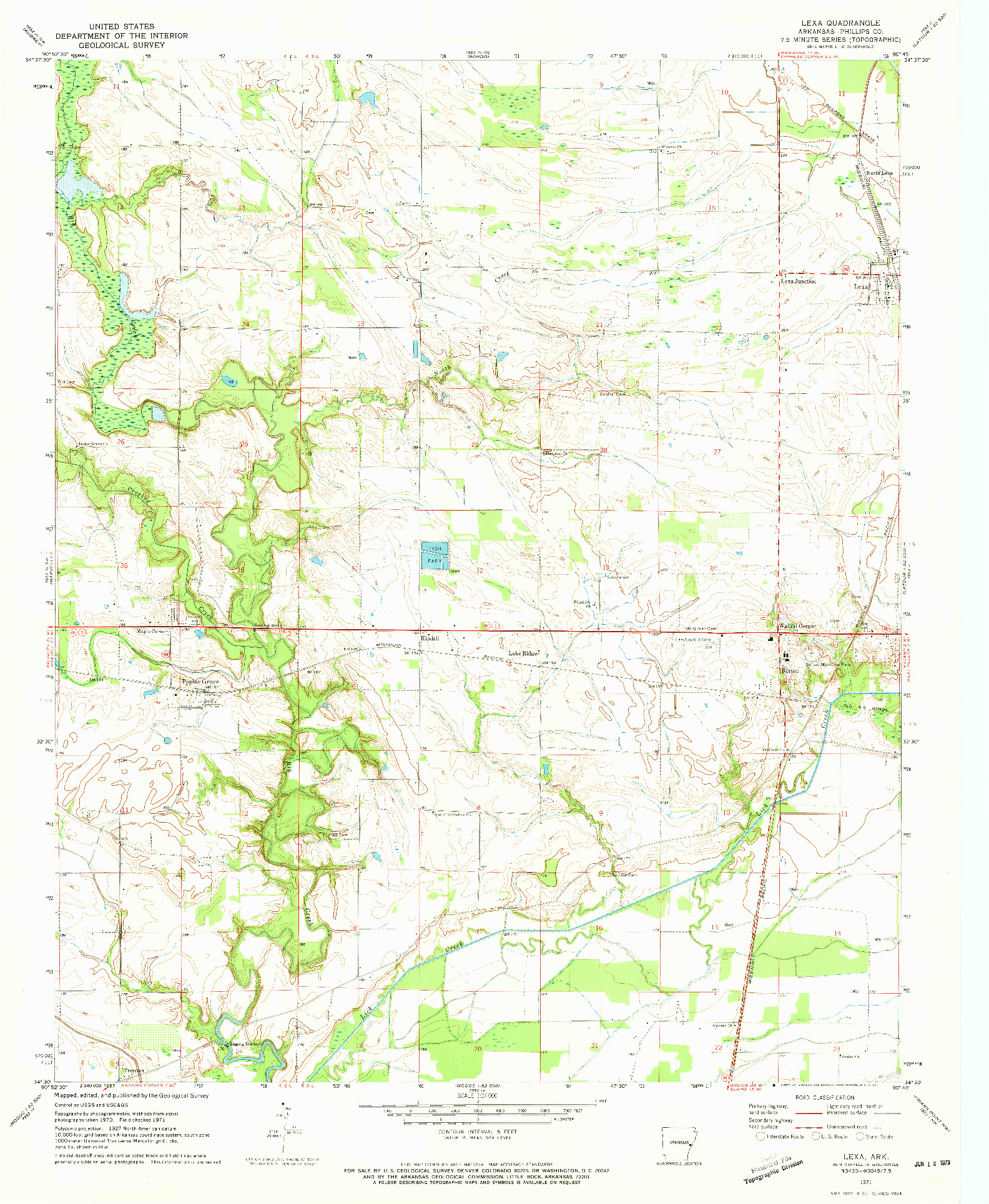 USGS 1:24000-SCALE QUADRANGLE FOR LEXA, AR 1971
