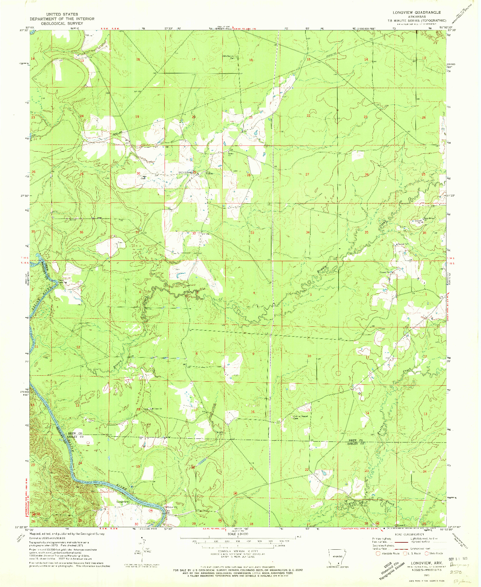 USGS 1:24000-SCALE QUADRANGLE FOR LONGVIEW, AR 1971