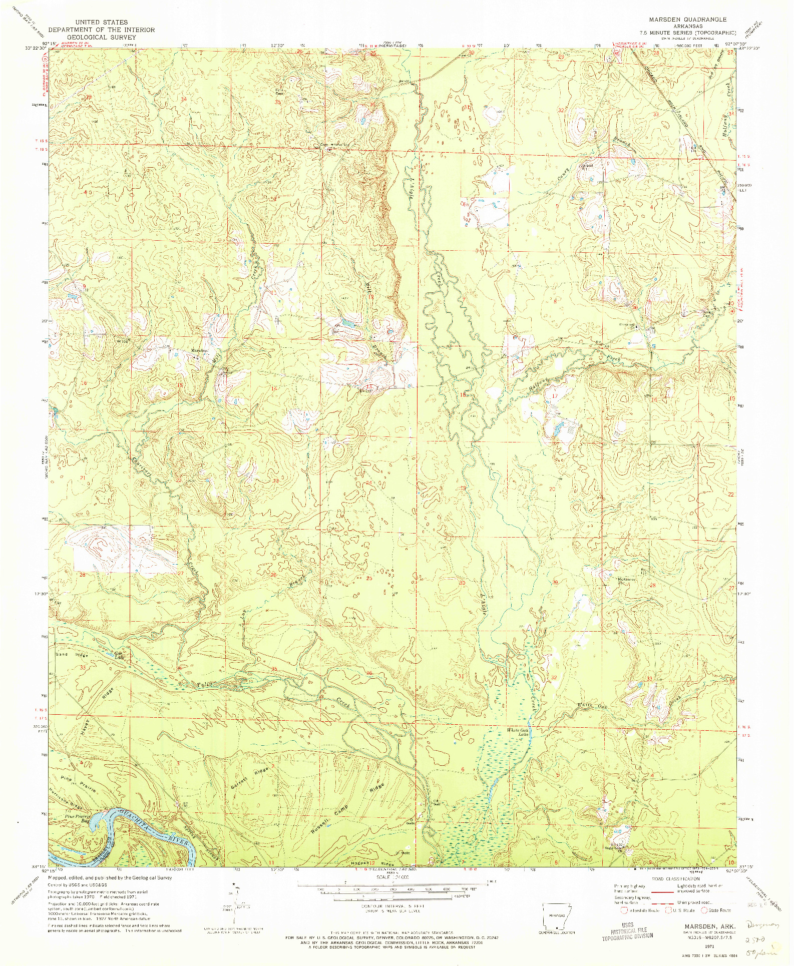 USGS 1:24000-SCALE QUADRANGLE FOR MARSDEN, AR 1971